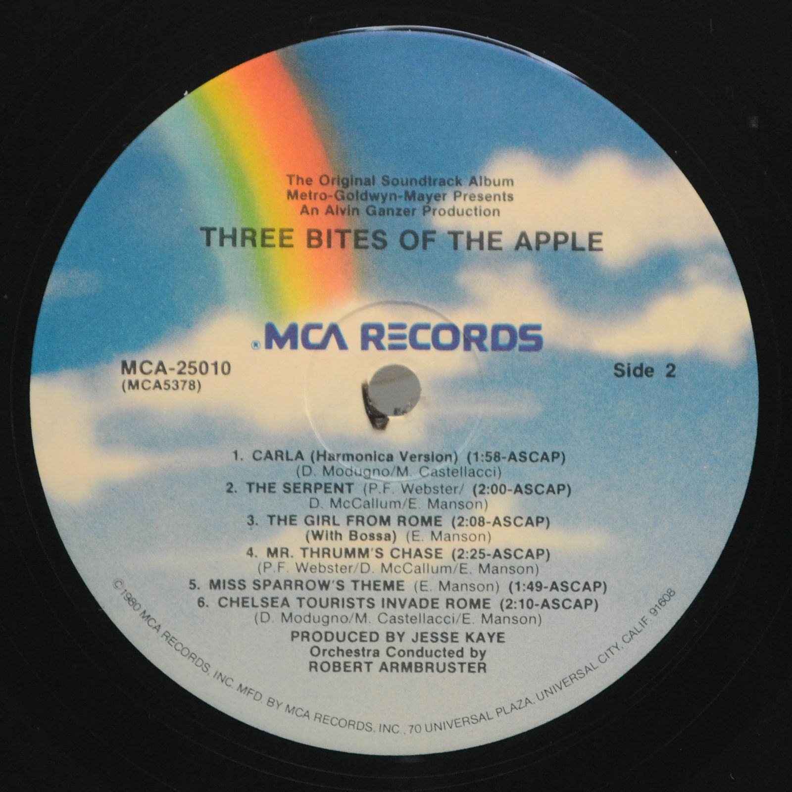 MGM Studio Orchestra Conducted By Robert Armbruster — Three Bites Of The Apple (The Original Sound Track Album), 1986