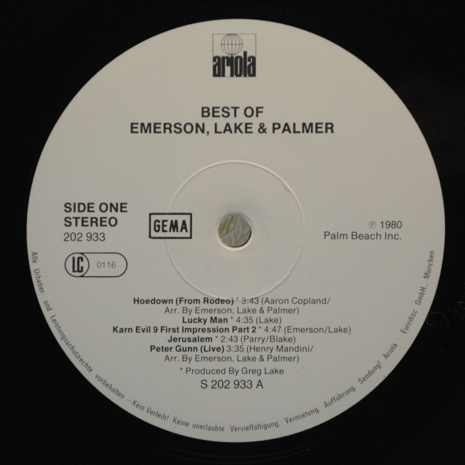 Emerson, Lake & Palmer — The Best Of Emerson Lake & Palmer, 1980