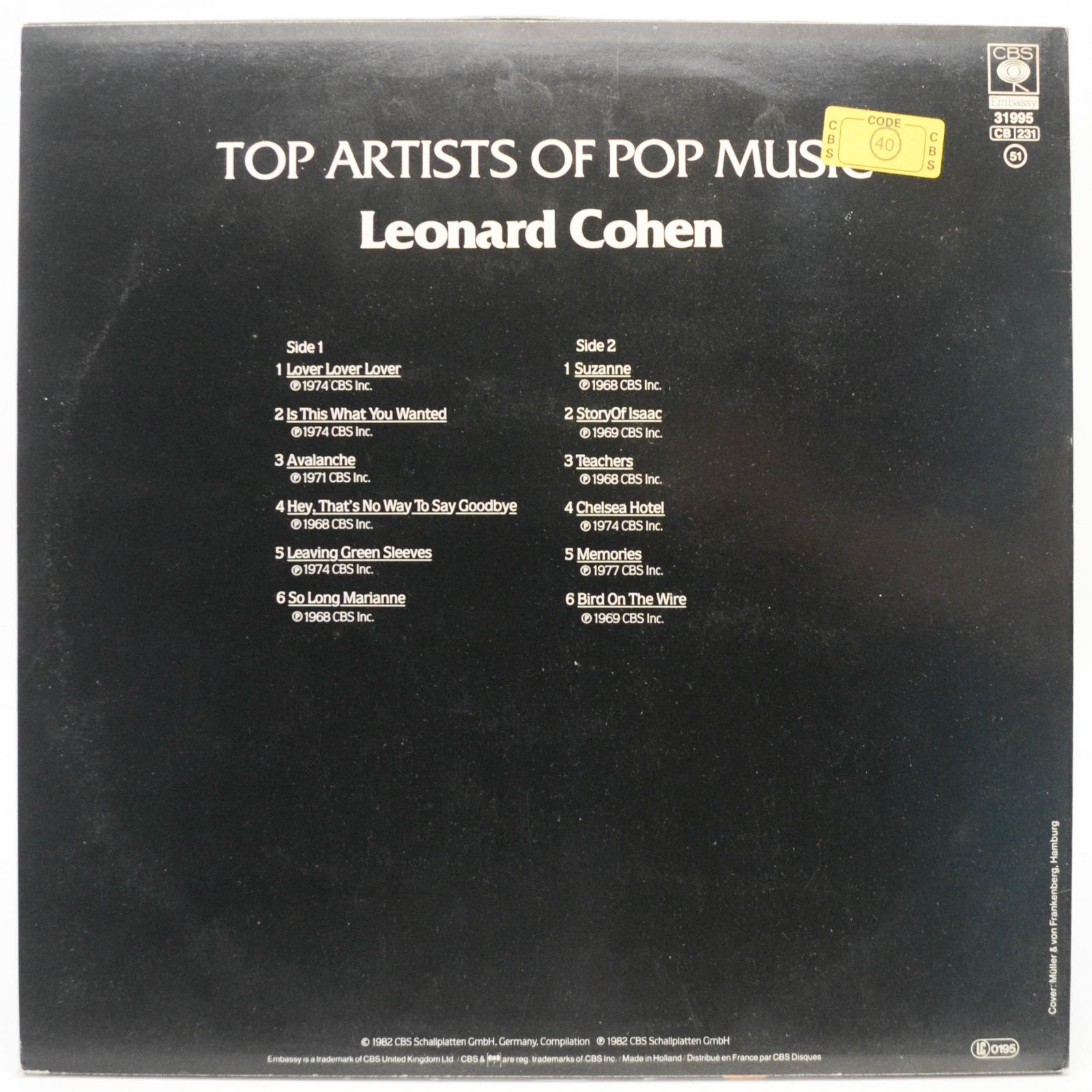 Leonard Cohen — Leonard Cohen, 1982