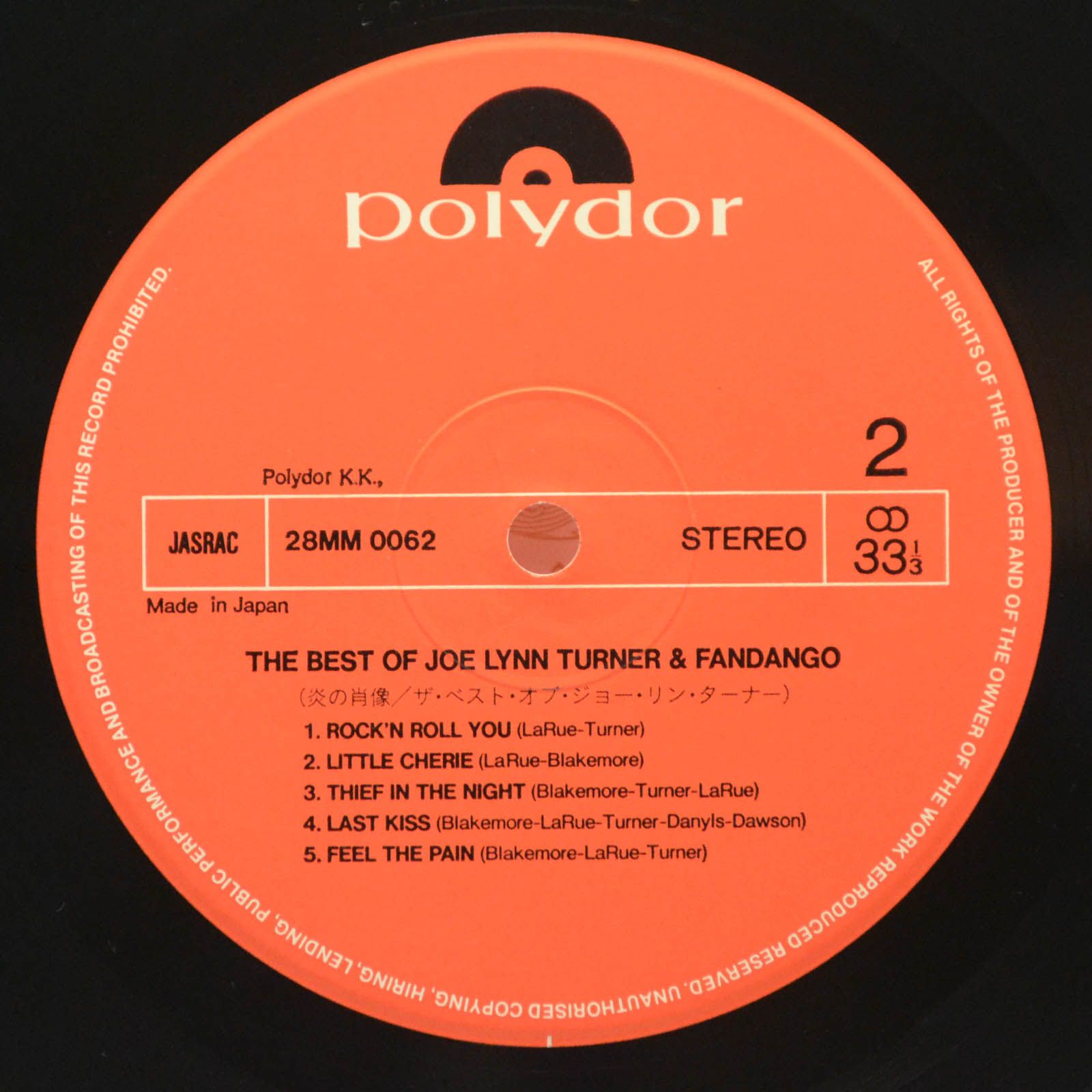 Joe Lynn Turner And Fandango — The Best Of Joe Lynn Turner And Fandango, 1981