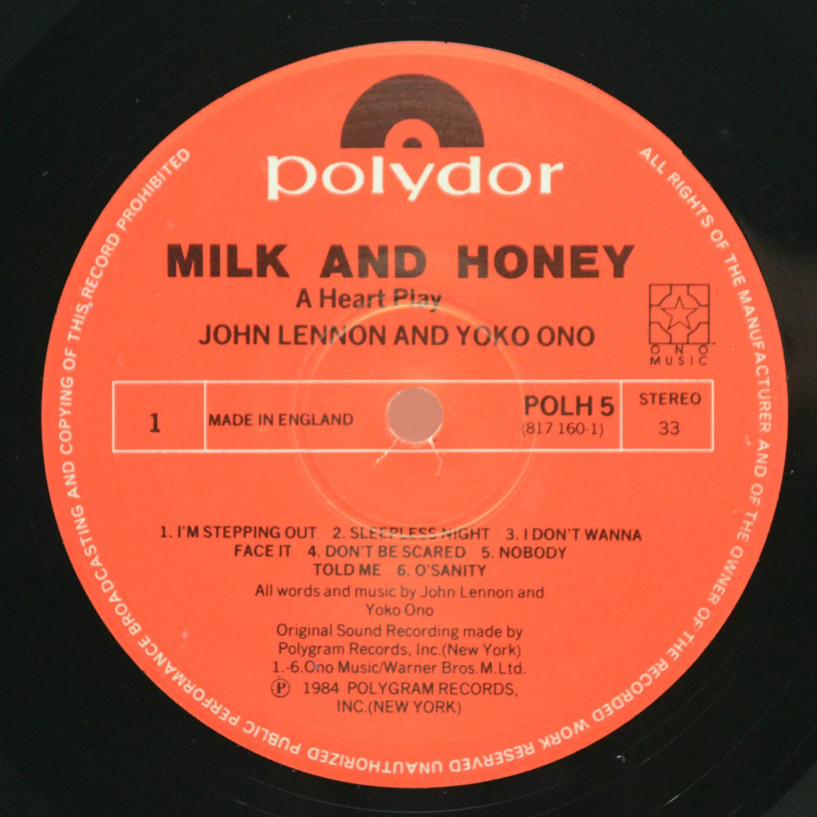 John Lennon & Yoko Ono — Milk And Honey (UK), 1984