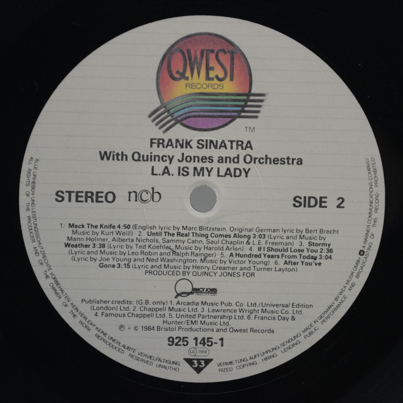 Frank Sinatra With Quincy Jones And Orchestra — L.A. Is My Lady, 1984