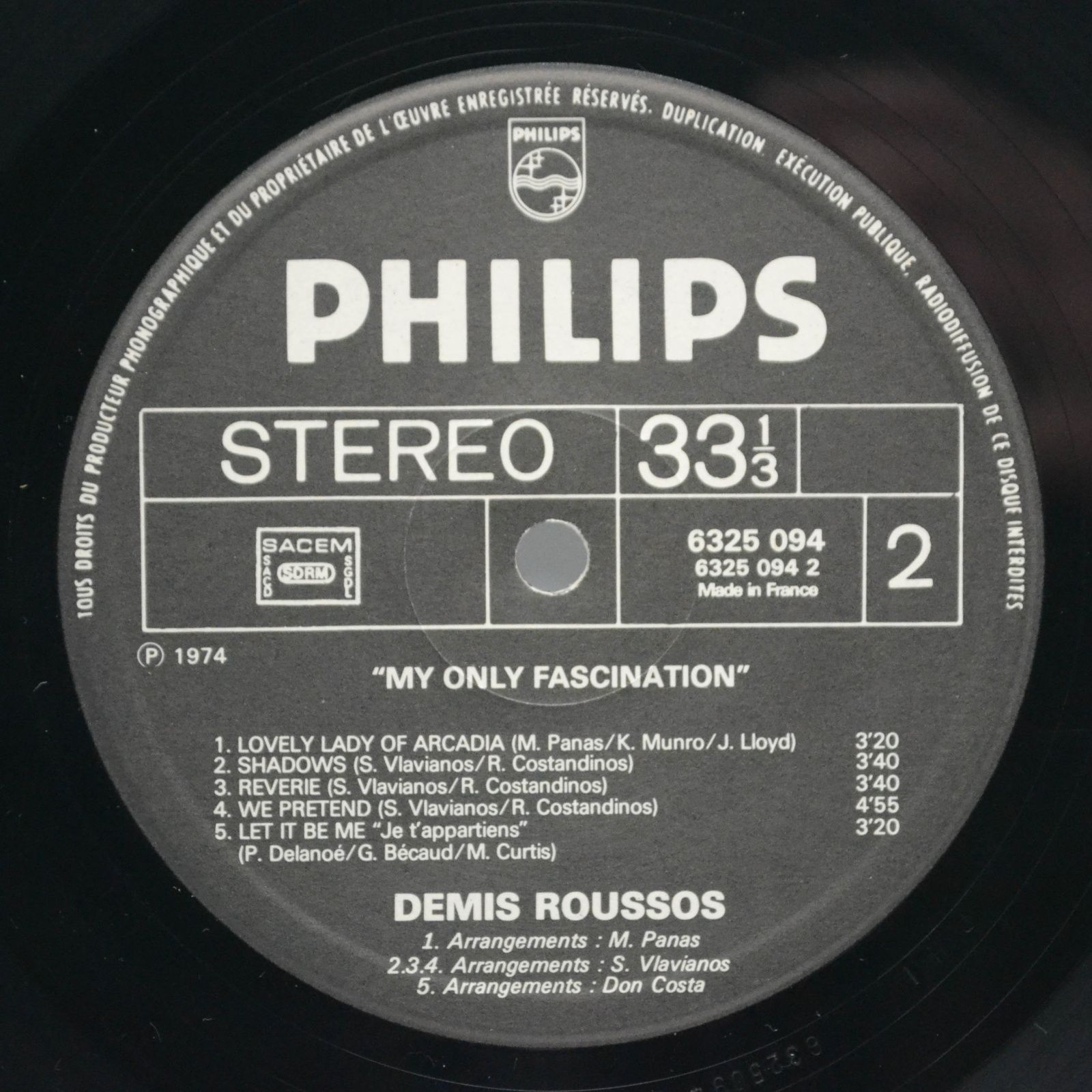 Démis Roussos — My Only Fascination (France), 1974