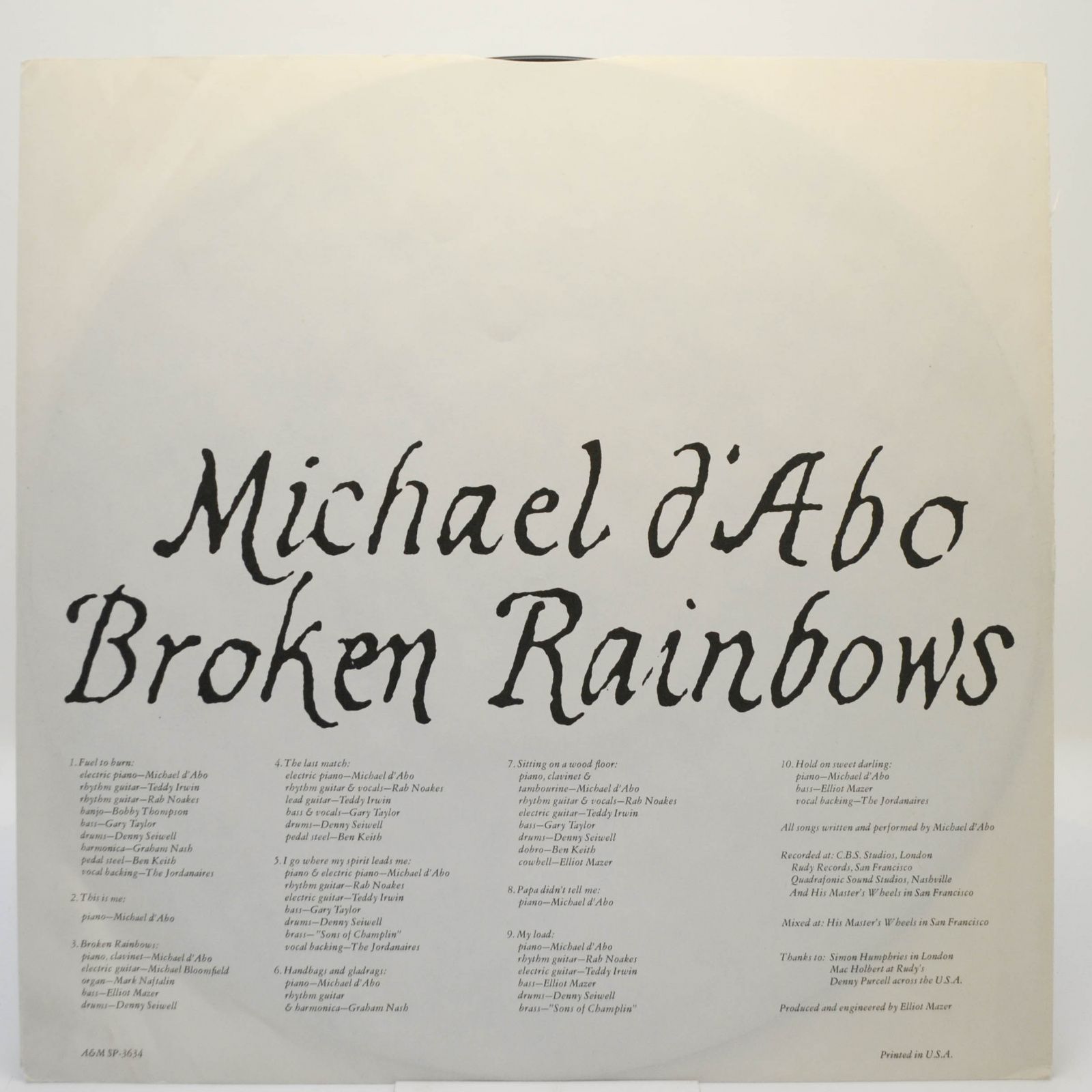 Michael D'Abo — Broken Rainbows, 1974