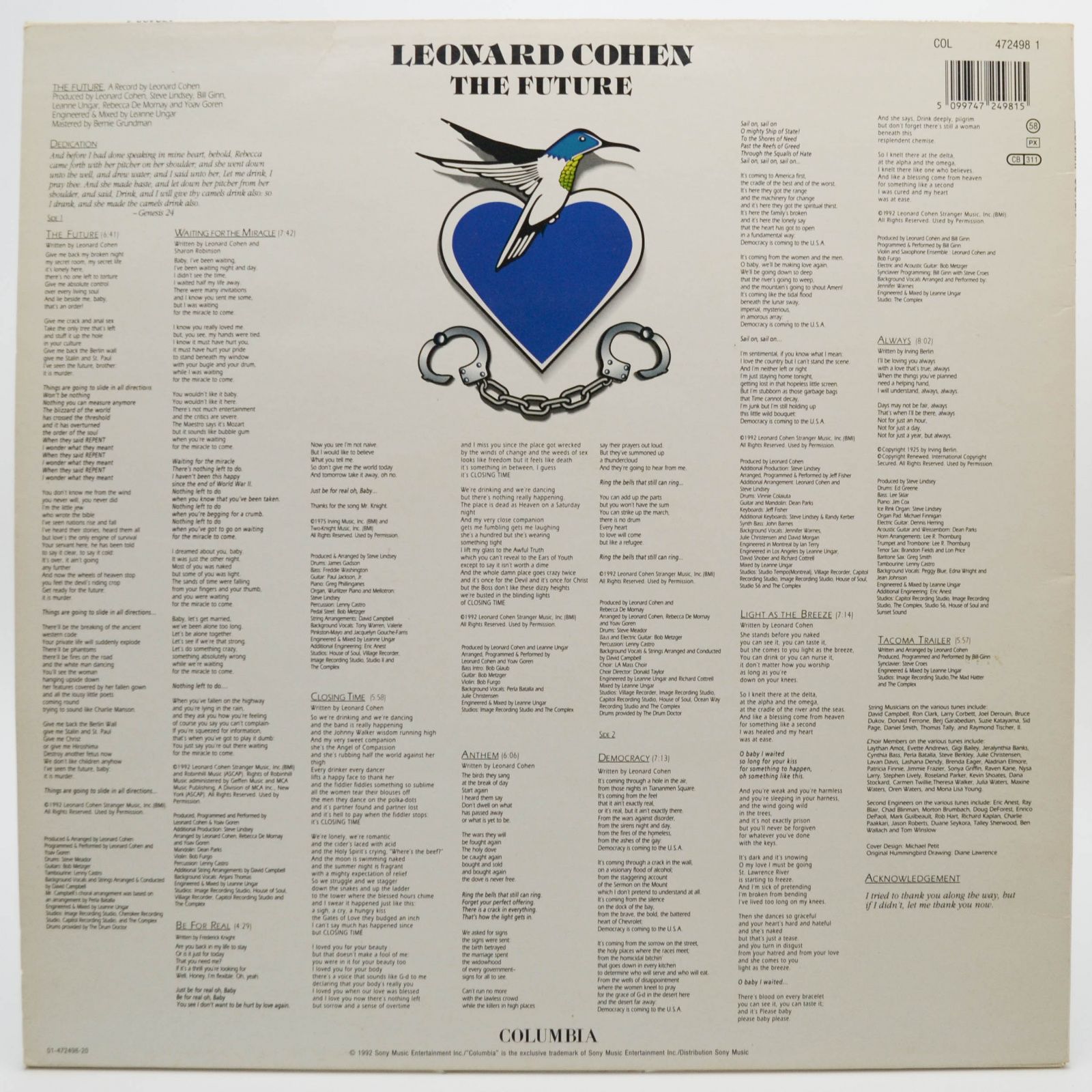 Leonard Cohen — The Future, 1992