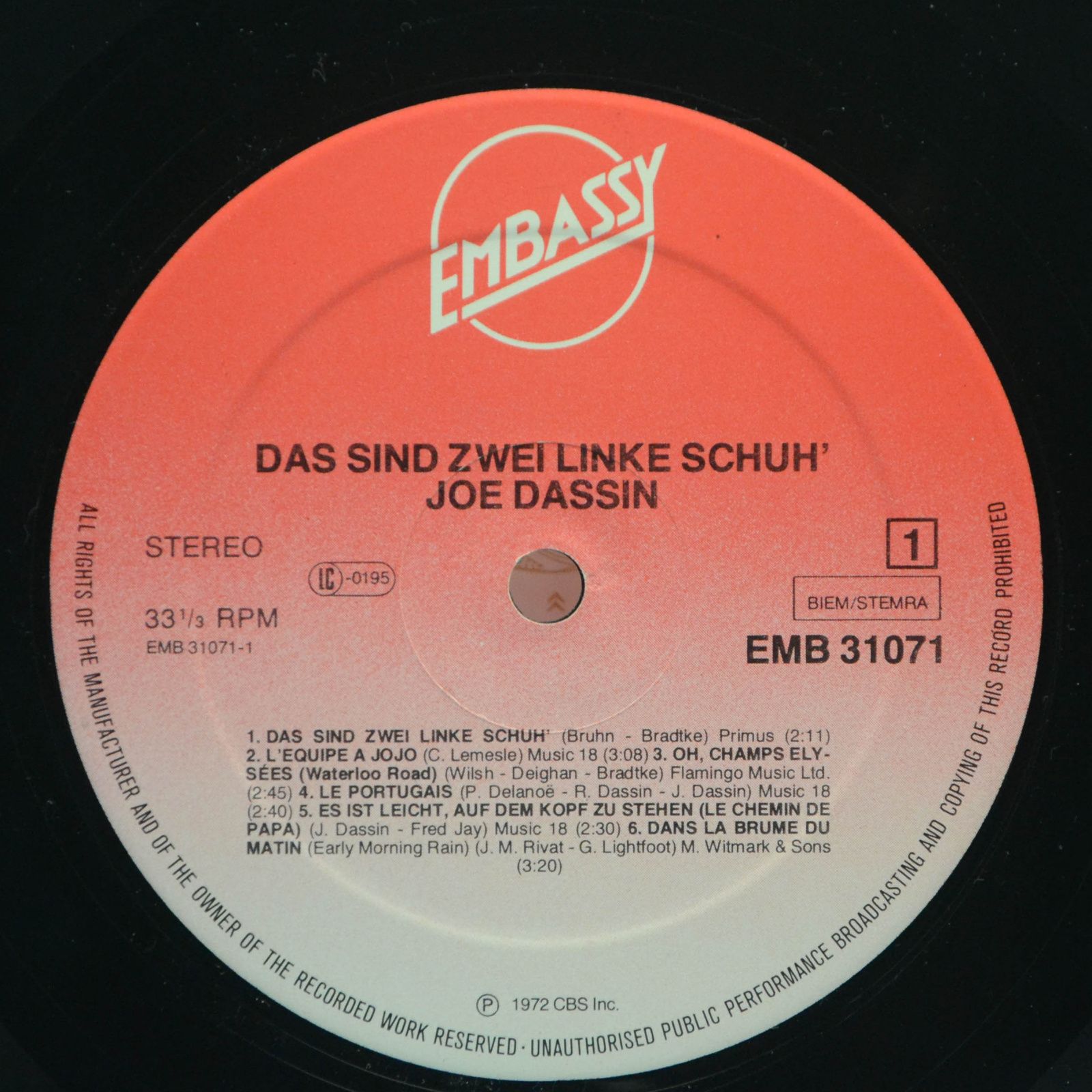 Joe Dassin — Das Sind Zwei Linke Schuh', 1972