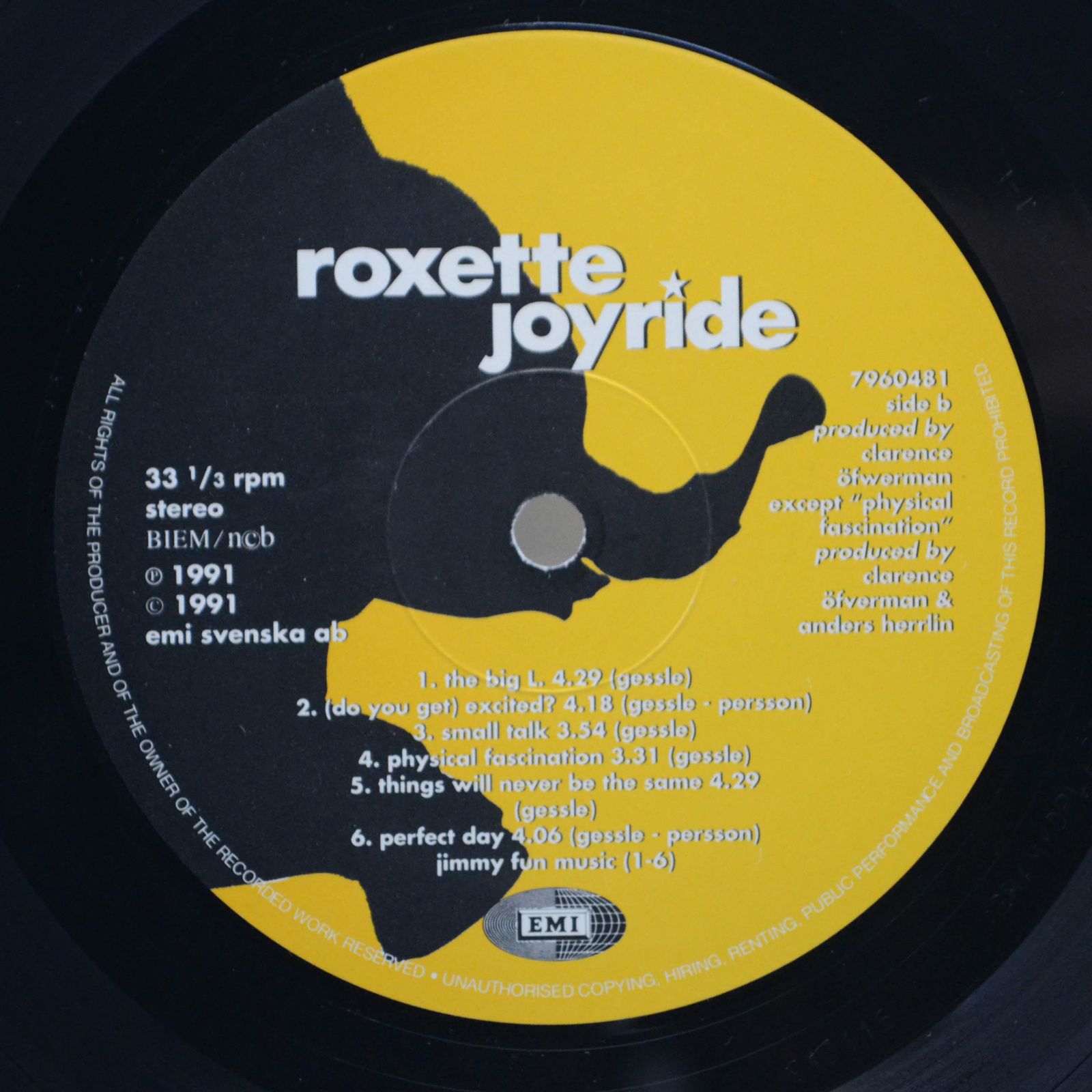 Roxette — Joyride (1-st, Sweden), 1991