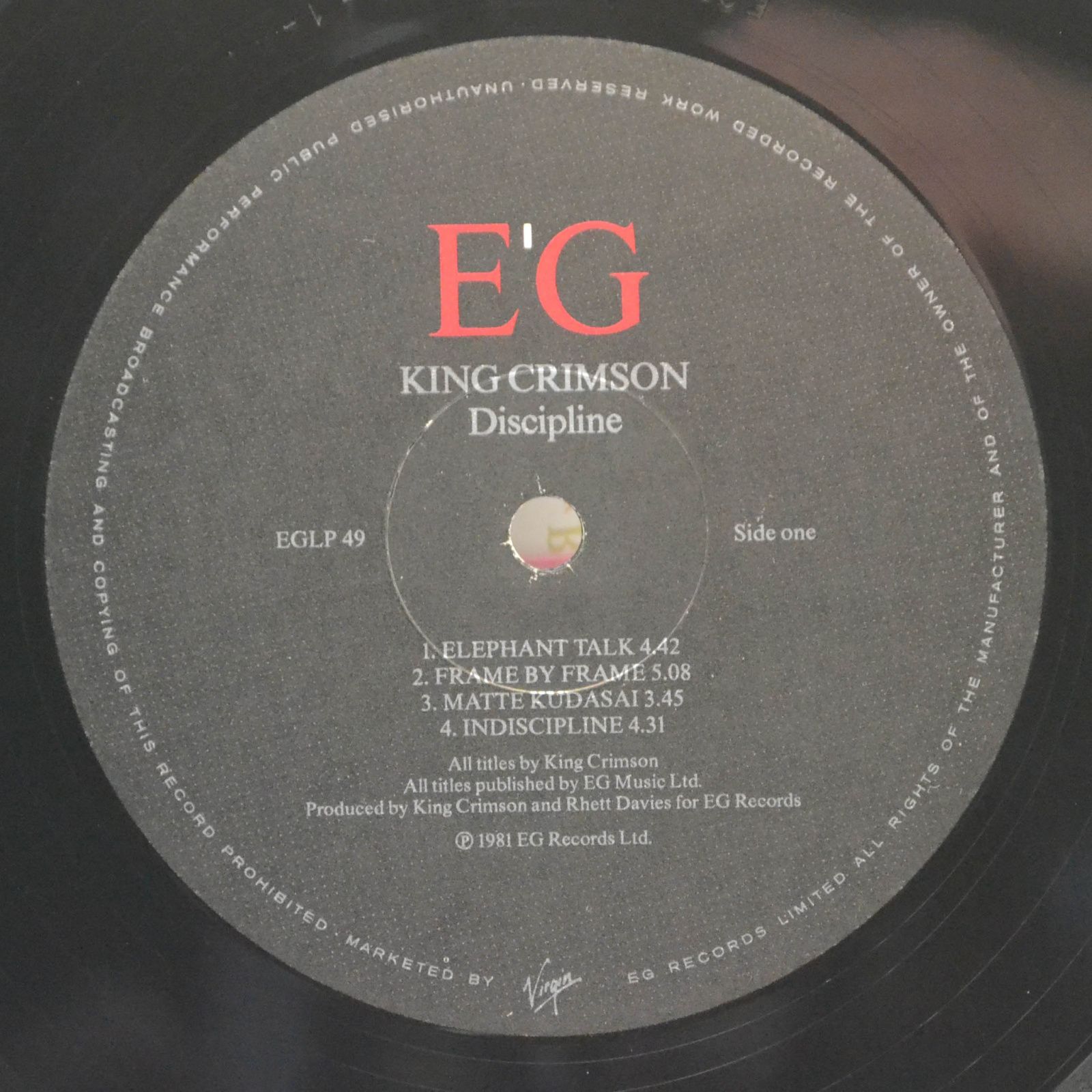 King Crimson — Discipline (UK), 1981