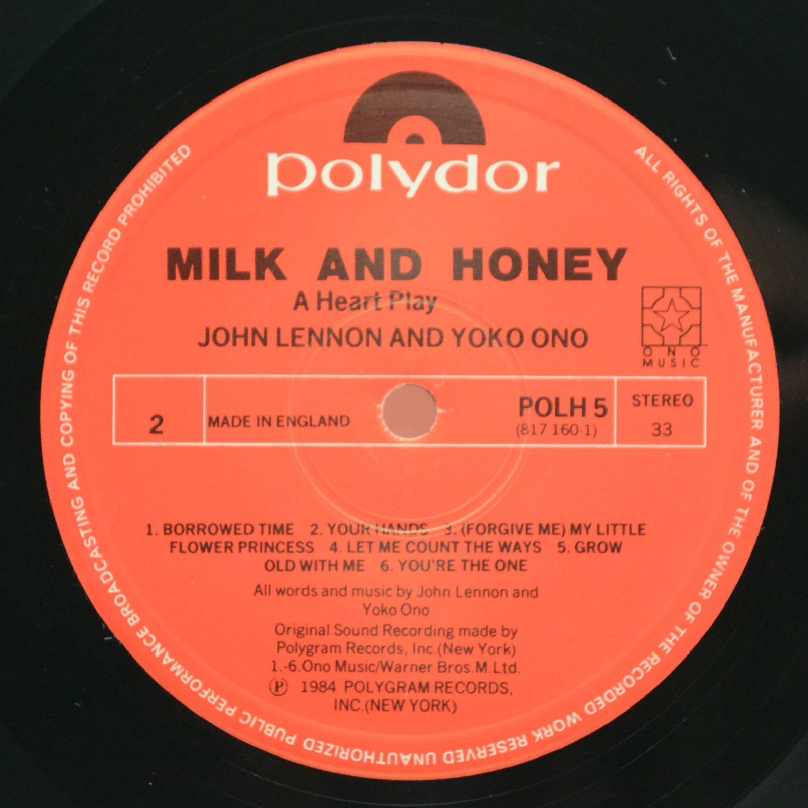 John Lennon & Yoko Ono — Milk And Honey (UK), 1984