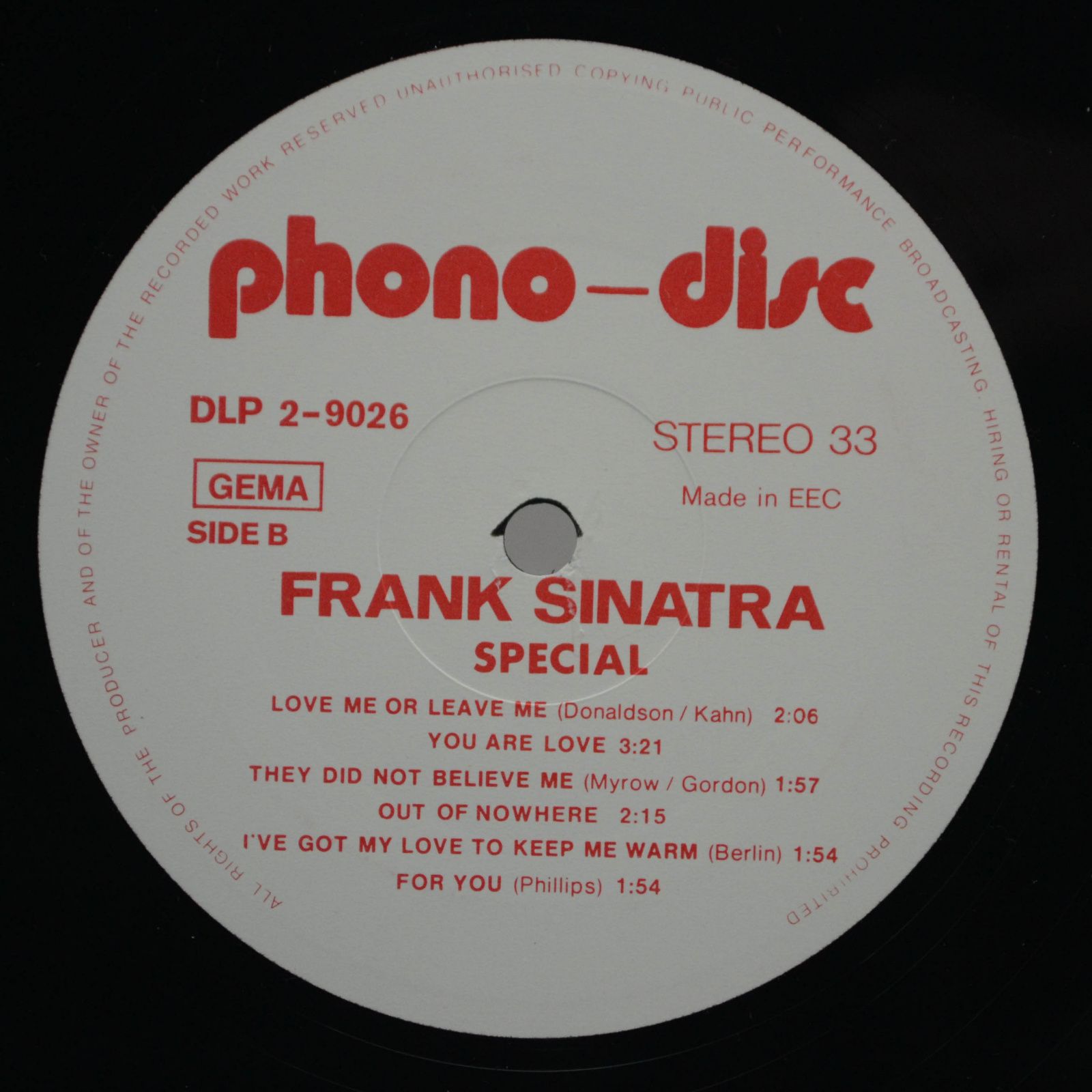Frank Sinatra — Special (2LP), 1980