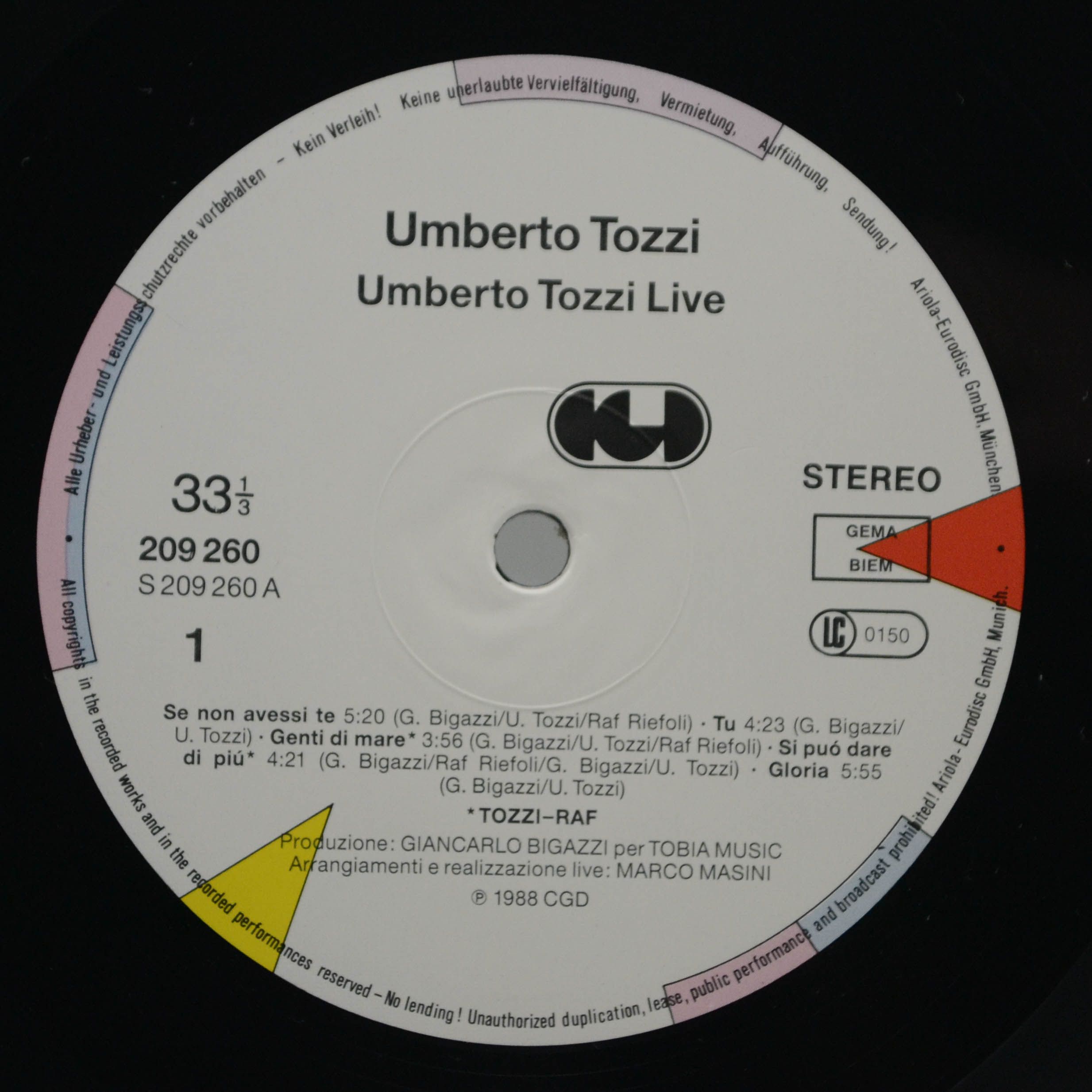 Umberto Tozzi — Live Royal Albert Hall, 1988