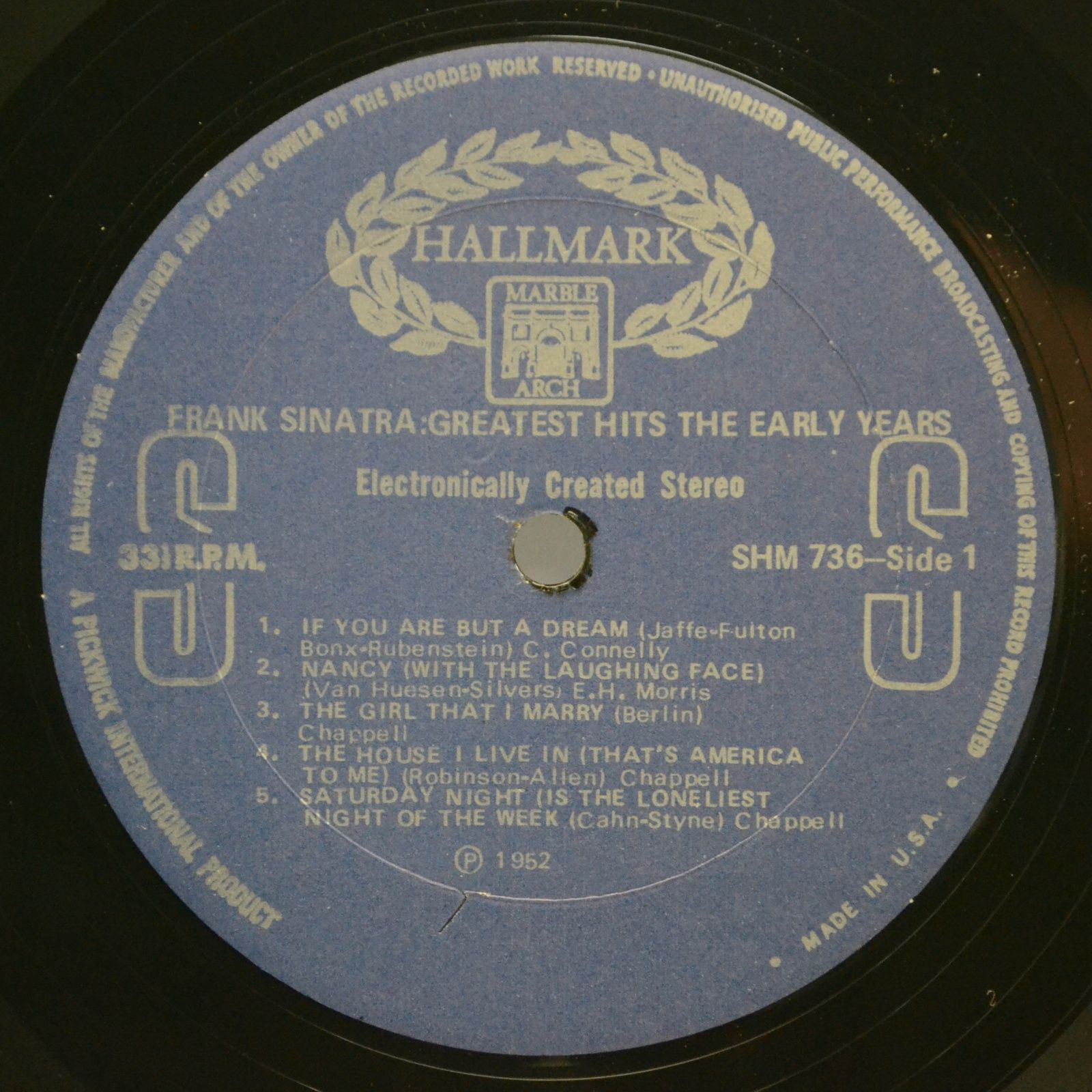 Frank Sinatra — Greatest Hits - The Early Years (USA), 1952