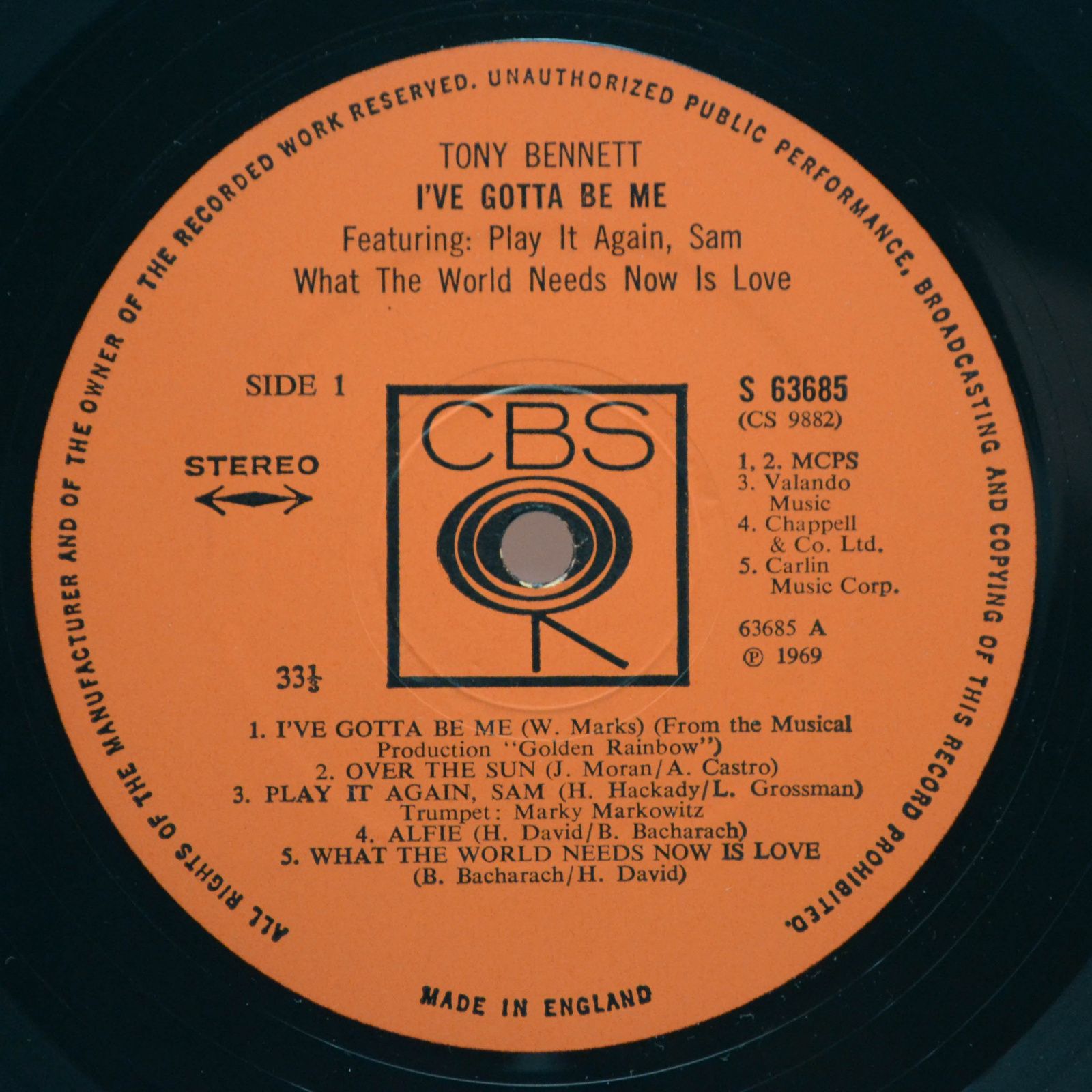 Tony Bennett — I've Gotta Be Me (UK), 1969