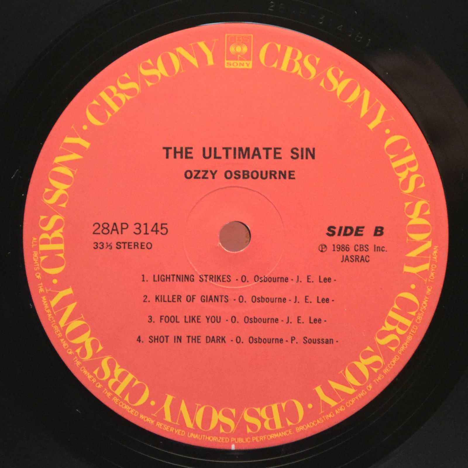 Ozzy Osbourne = オジー・オズボーン — The Ultimate Sin = 罪と罰, 1986