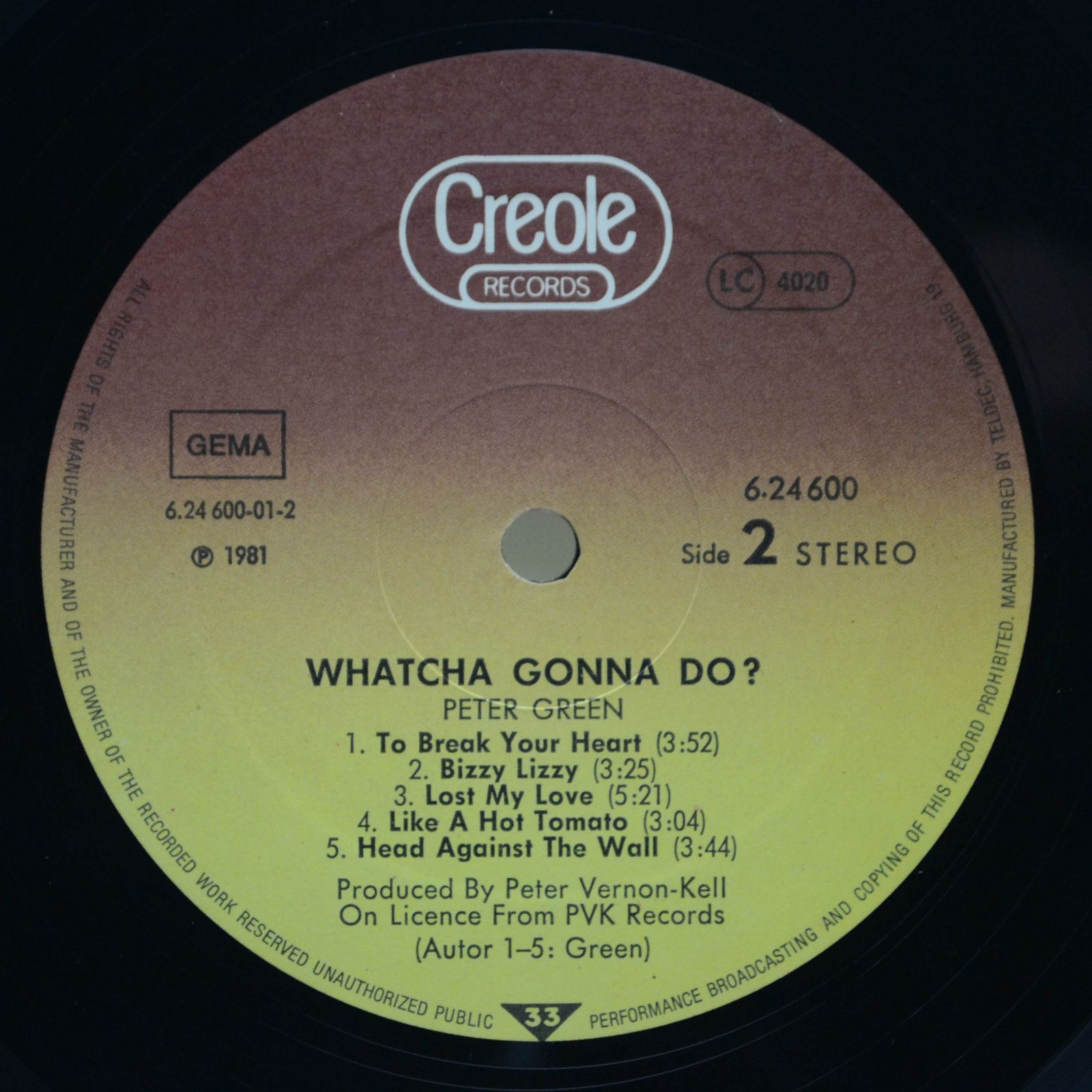 Peter Green — Whatcha Gonna Do?, 1981