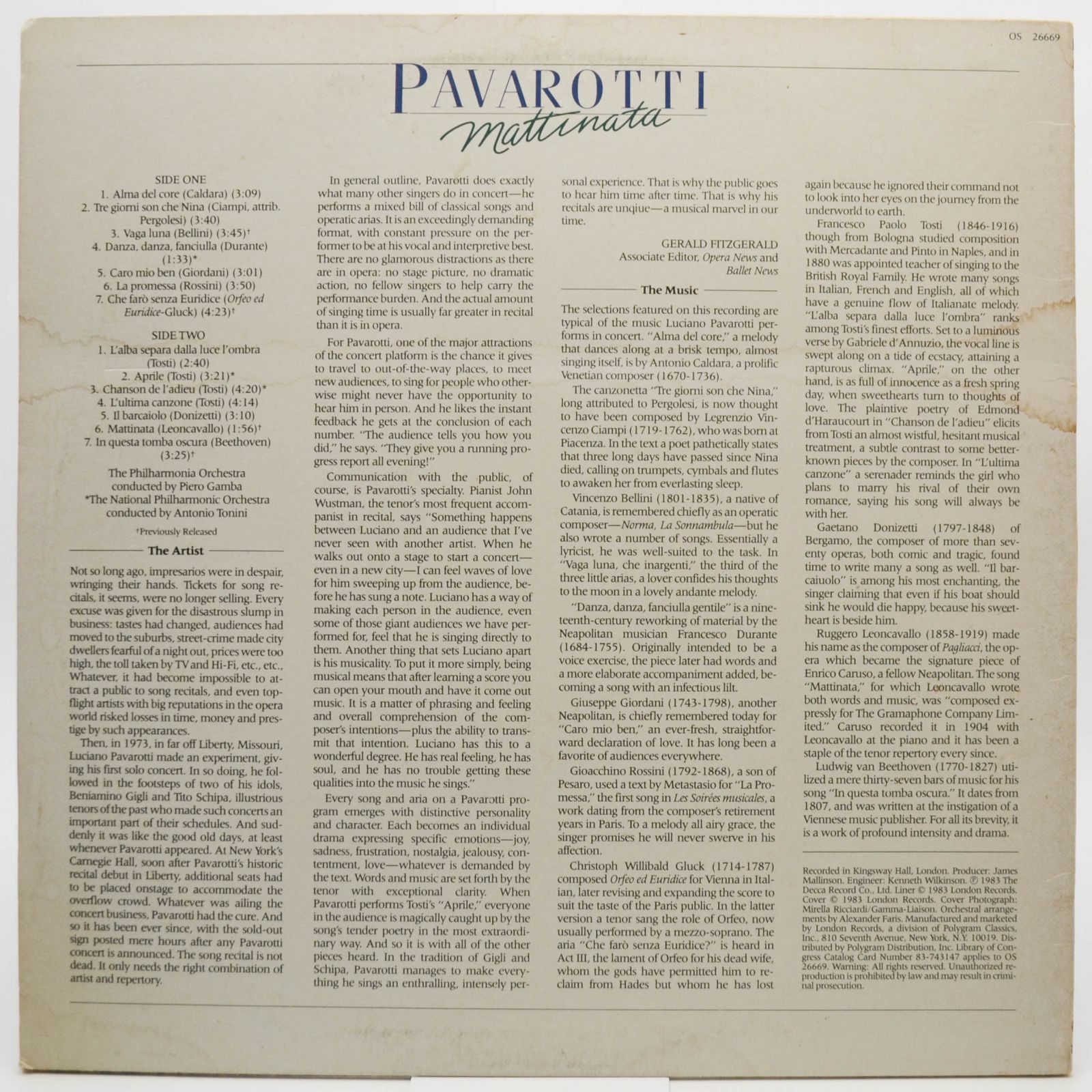 Pavarotti — Mattinata, 1983