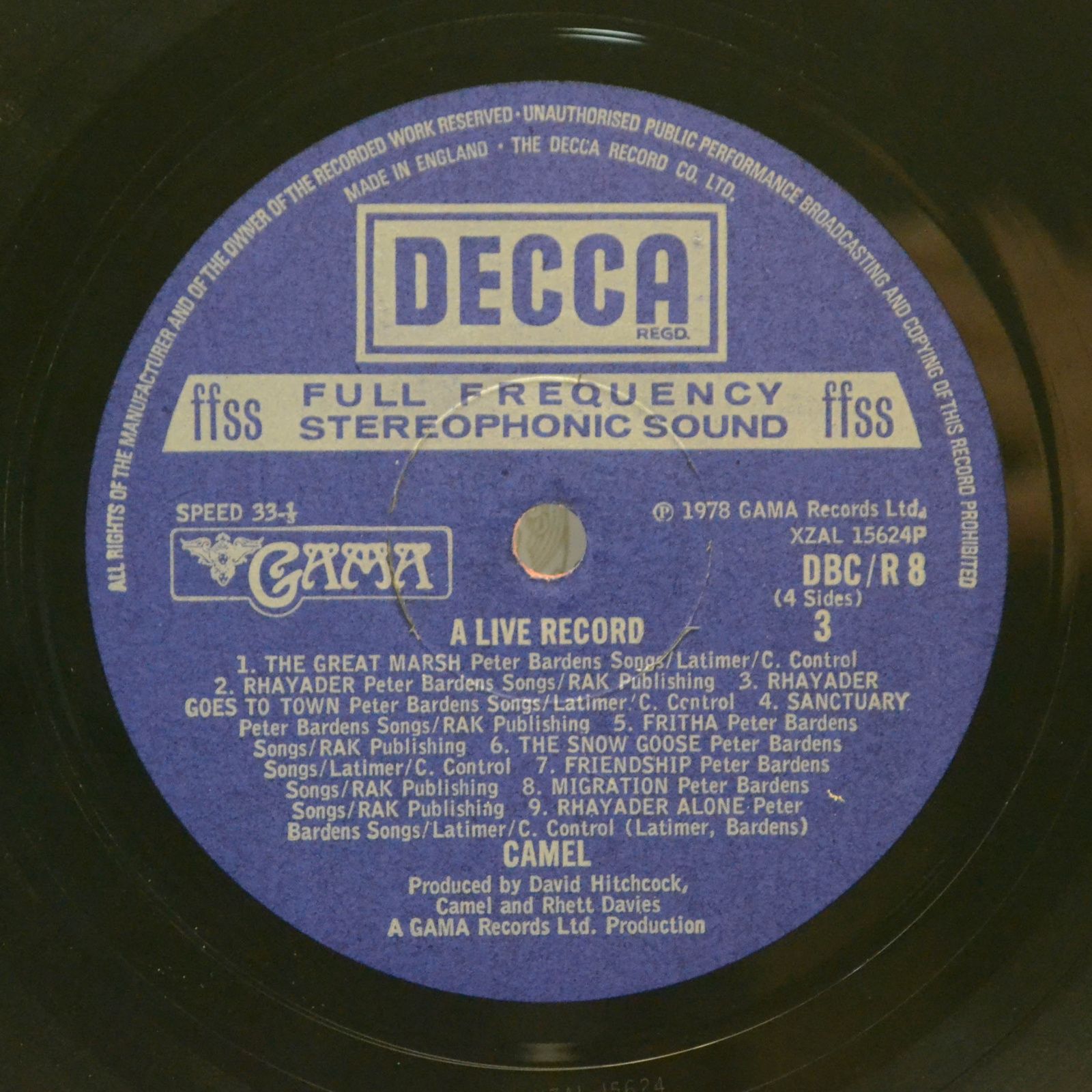 Camel — A Live Record (2LP, UK), 1978