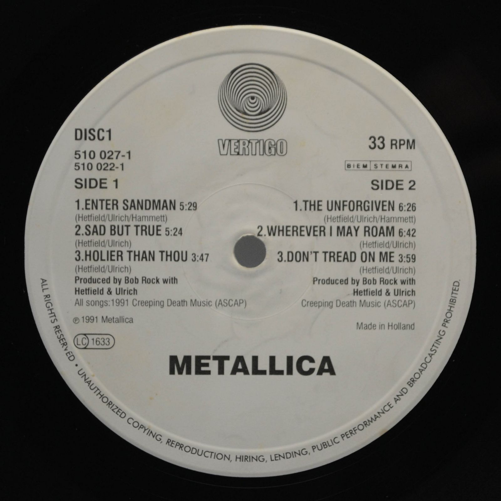 Metallica — Metallica (2LP), 1991