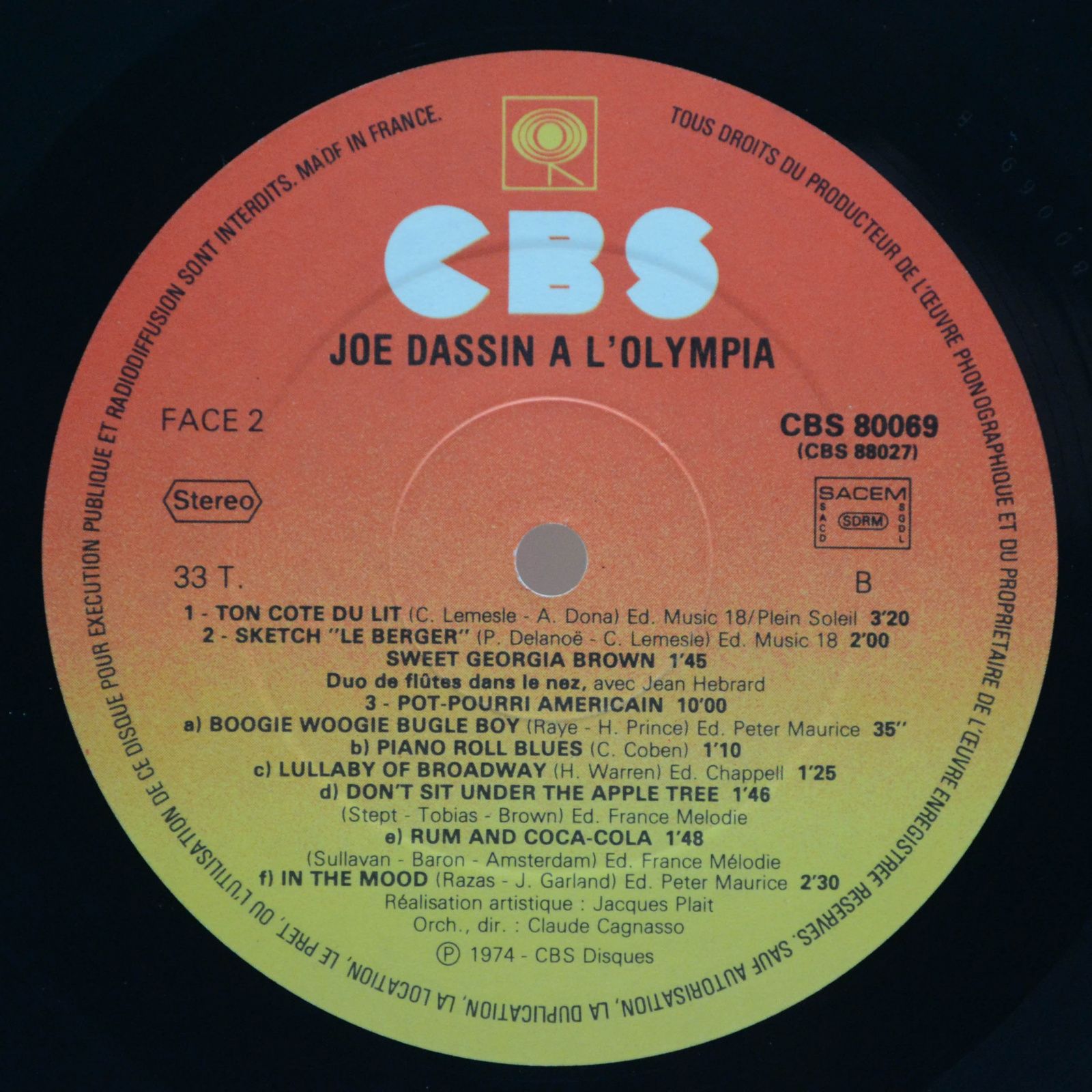 Joe Dassin — A L'Olympia Enregistrement Public (2LP), 1974