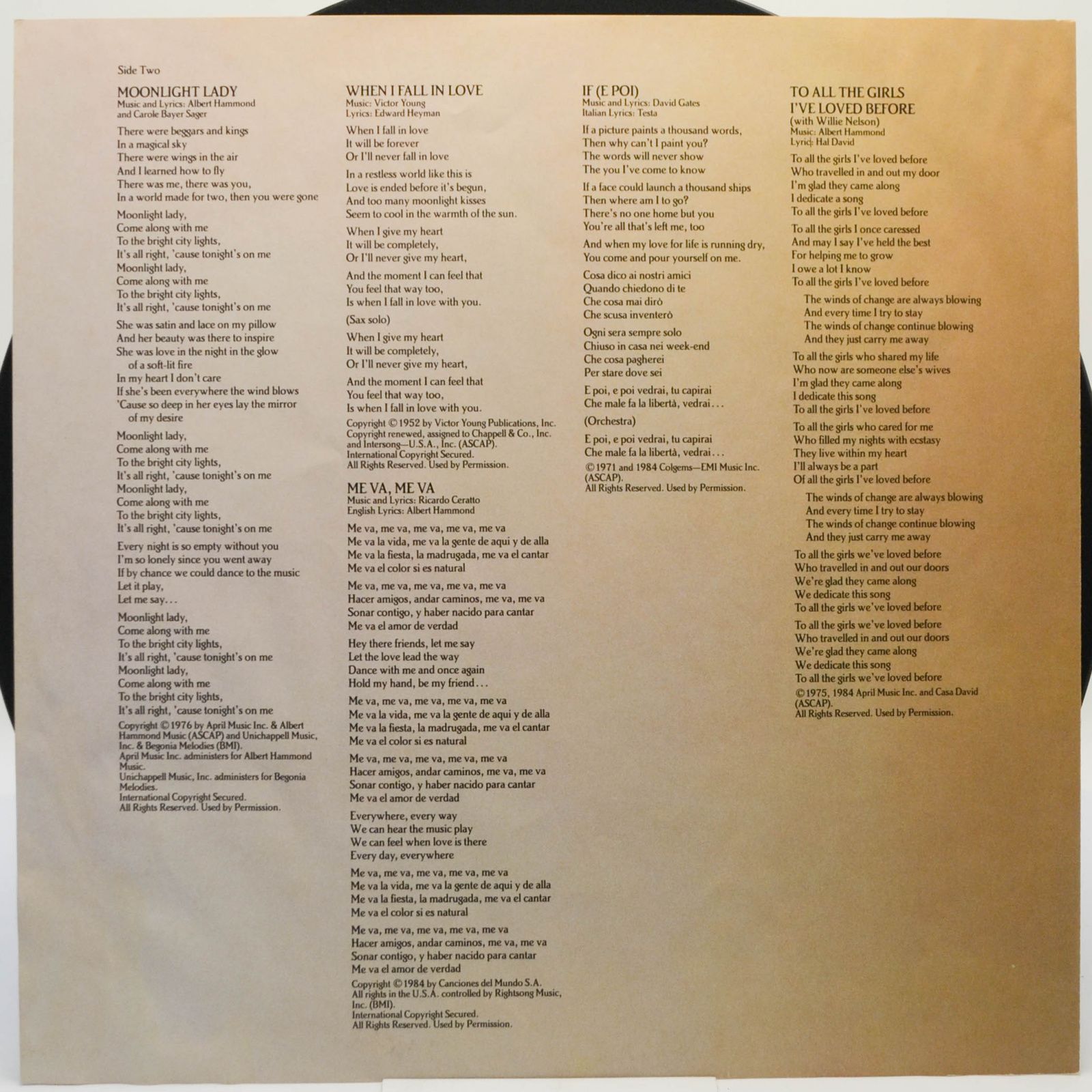 Julio Iglesias — 1100 Bel Air Place, 1984