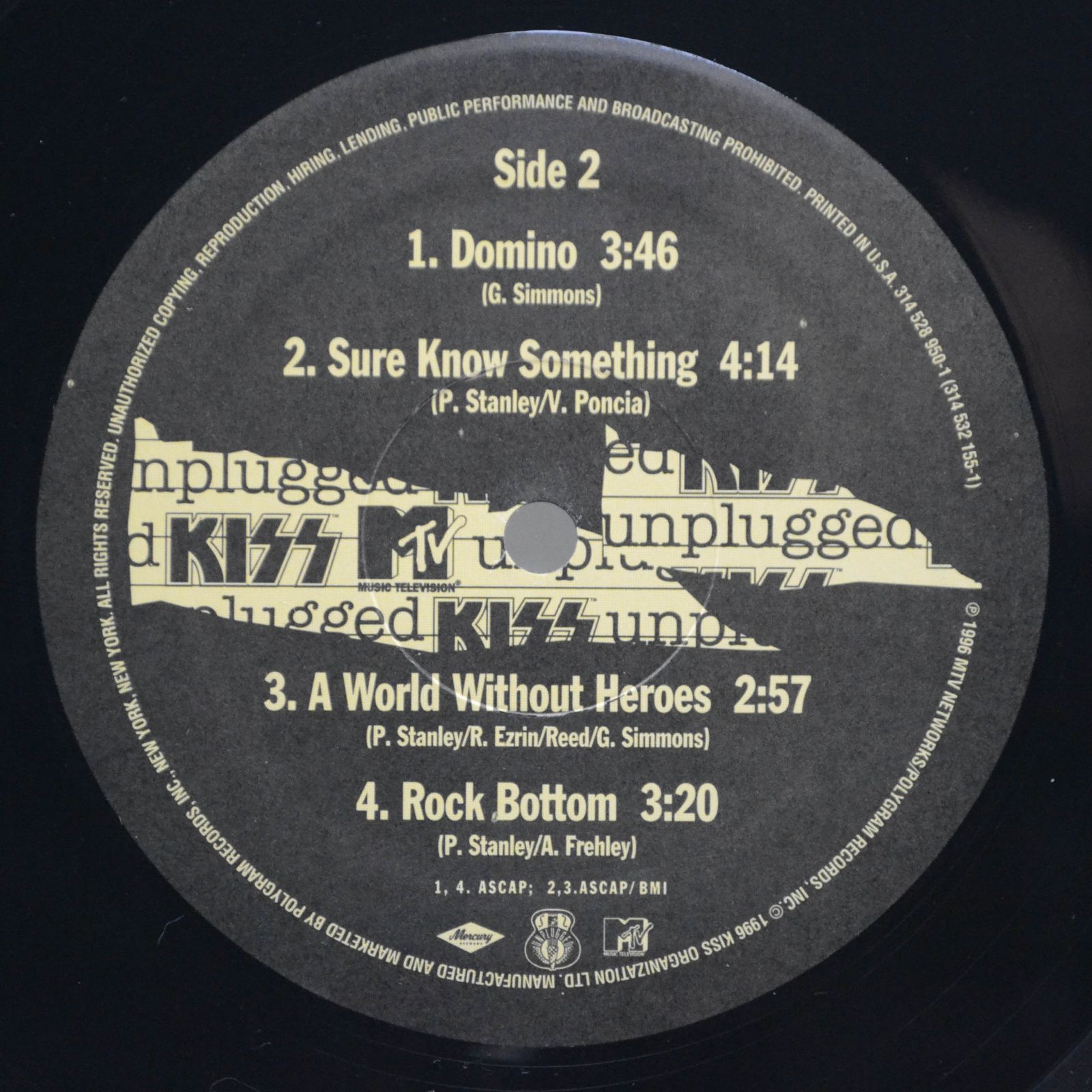 Kiss — MTV Unplugged (2LP, 1-st, USA, poster), 1996