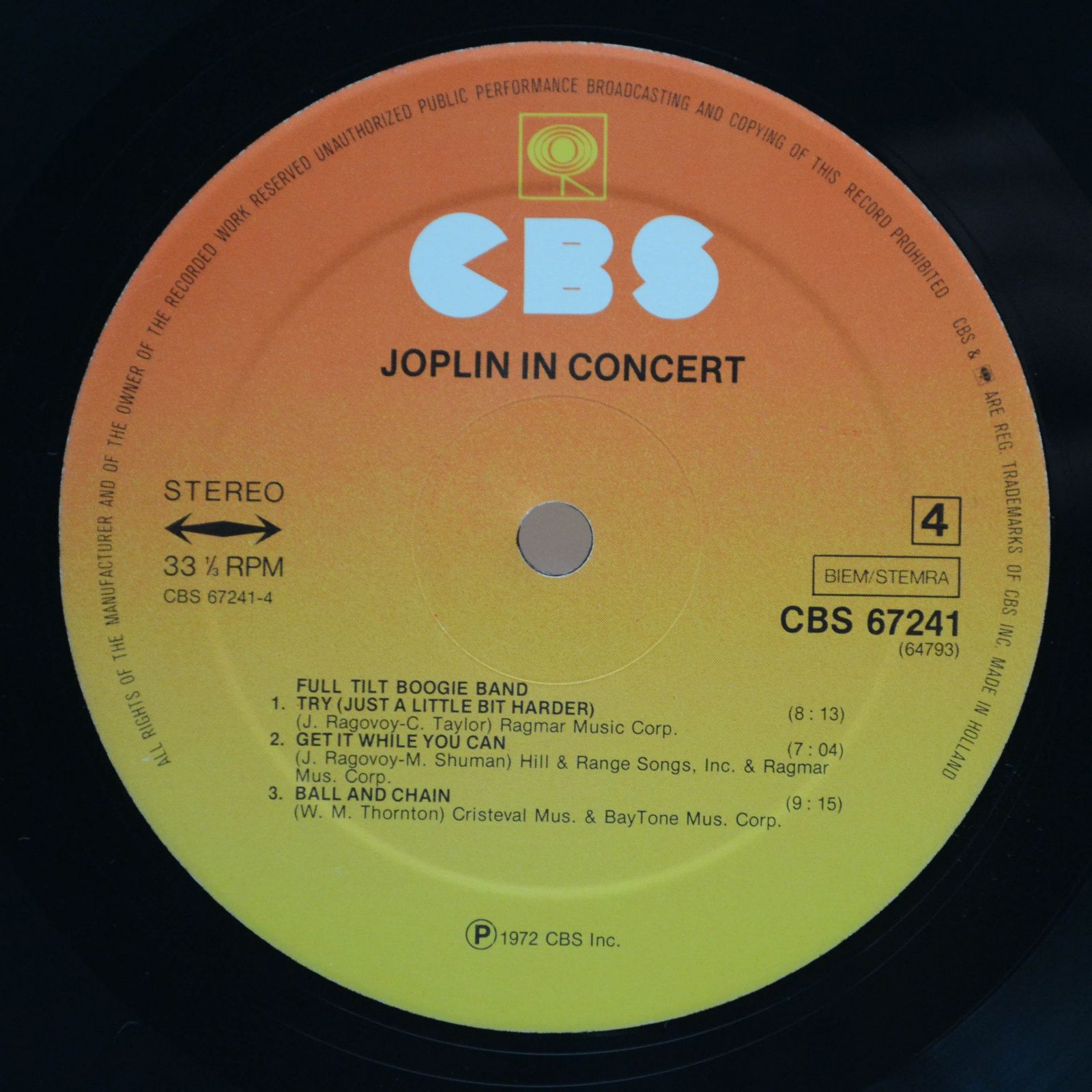 Janis Joplin — In Concert (2LP), 1972