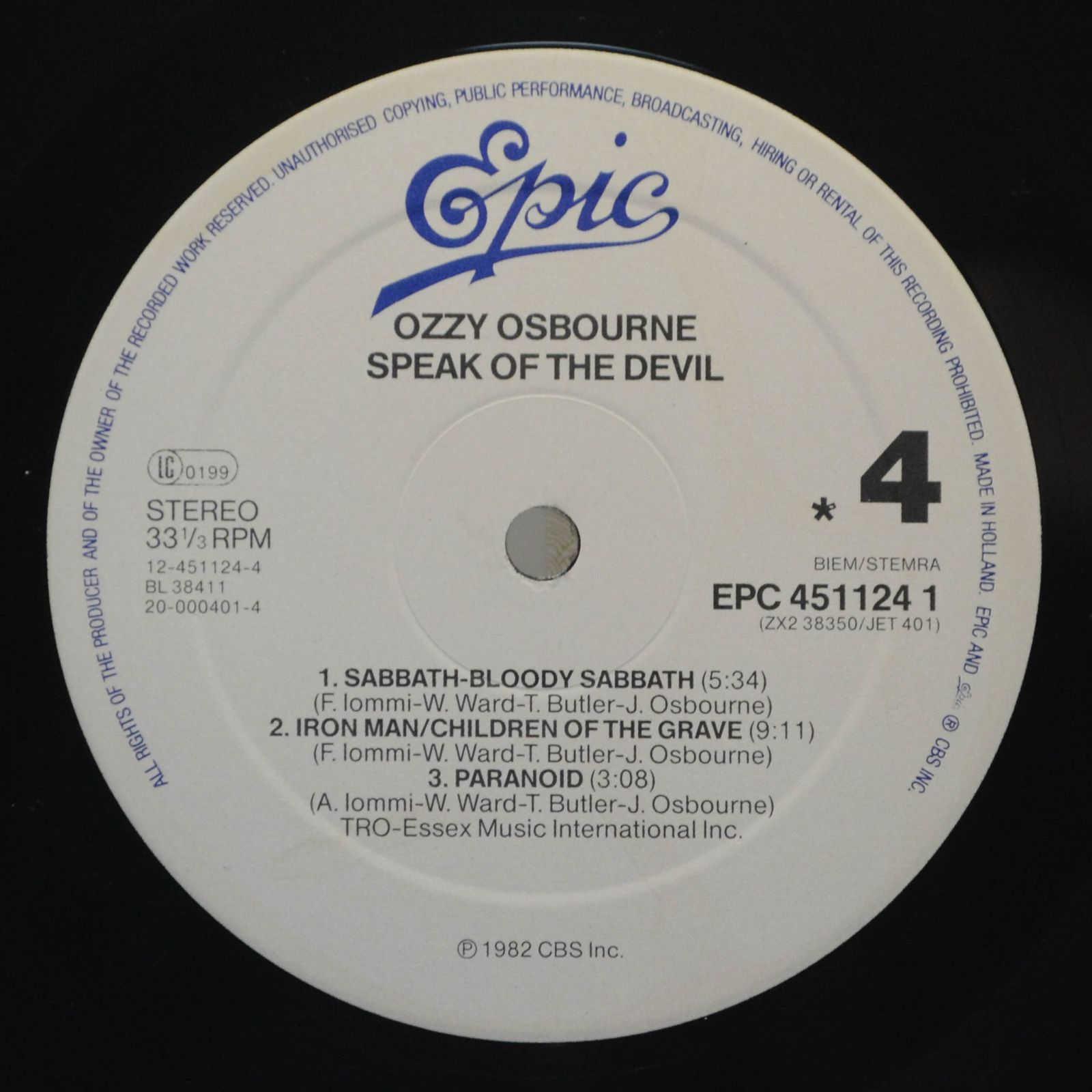 Ozzy Osbourne — Speak Of The Devil (2LP), 1987