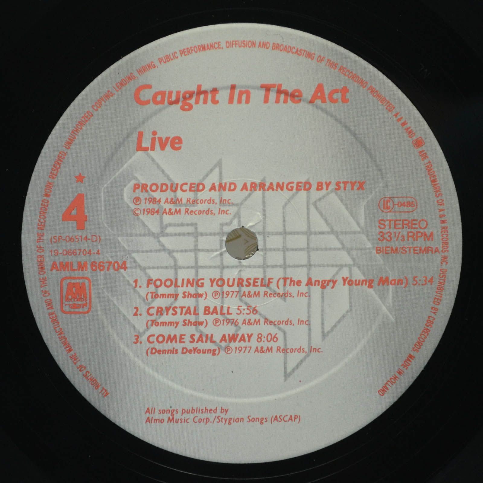 Styx — Caught In The Act Live (2LP), 1984