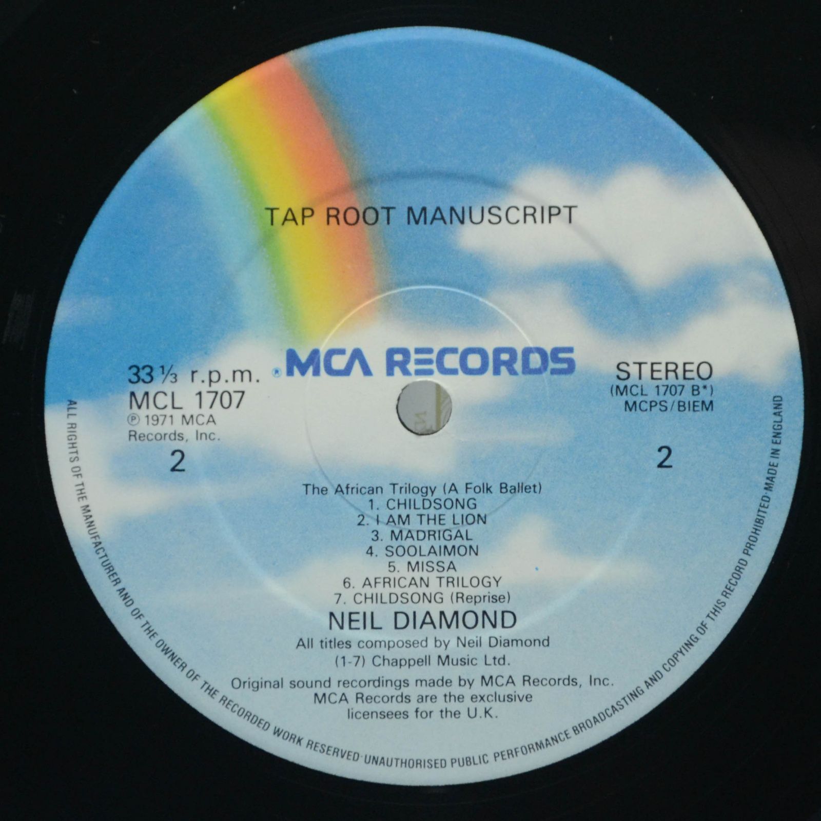 Neil Diamond — Tap Root Manuscript, 1980