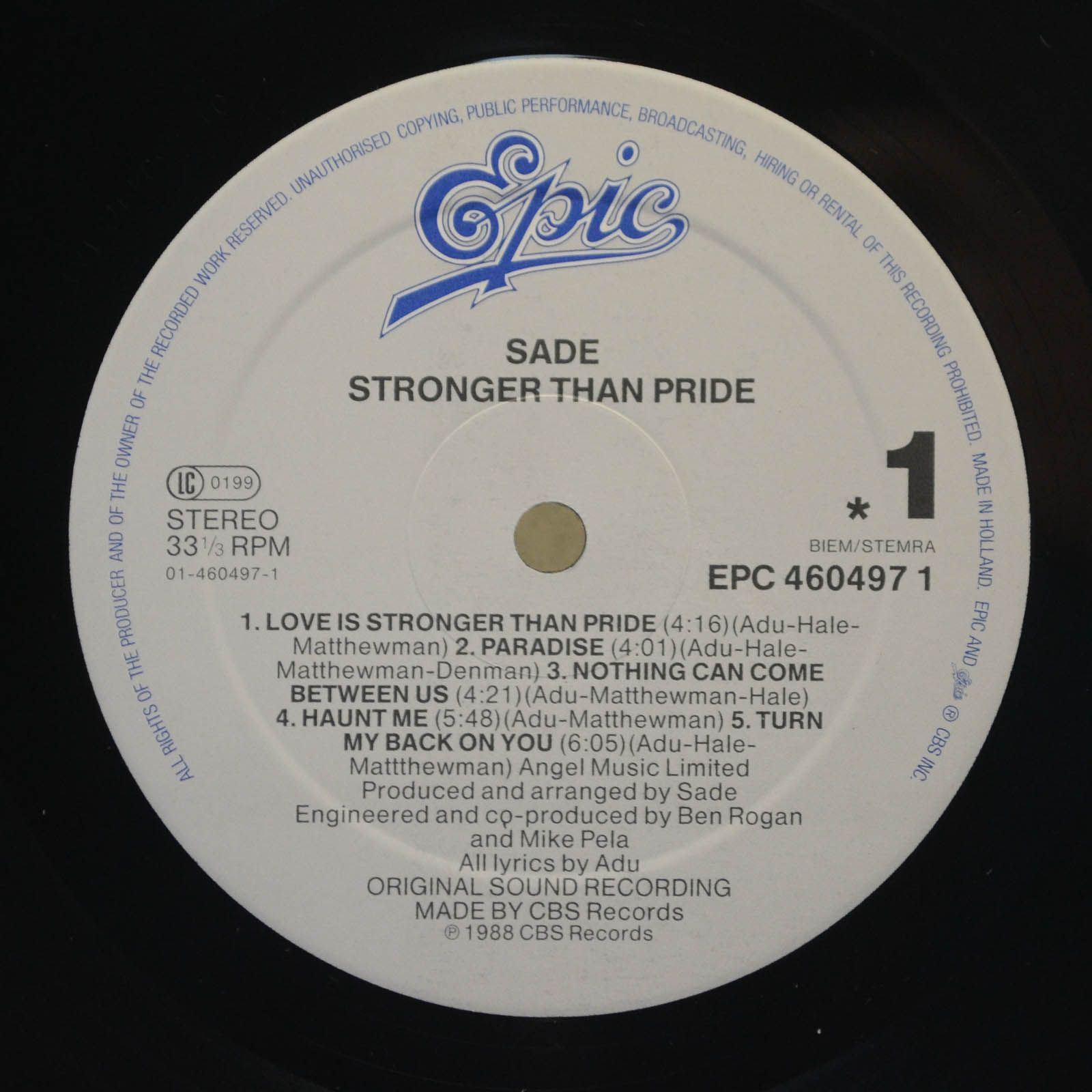 Sade — Stronger Than Pride, 1988
