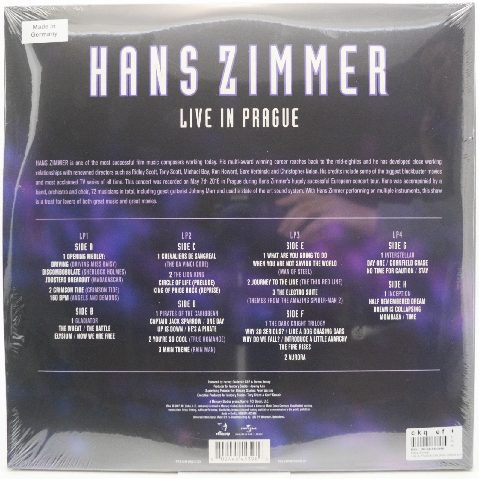 Hans Zimmer — Live In Prague (4LP), 2017
