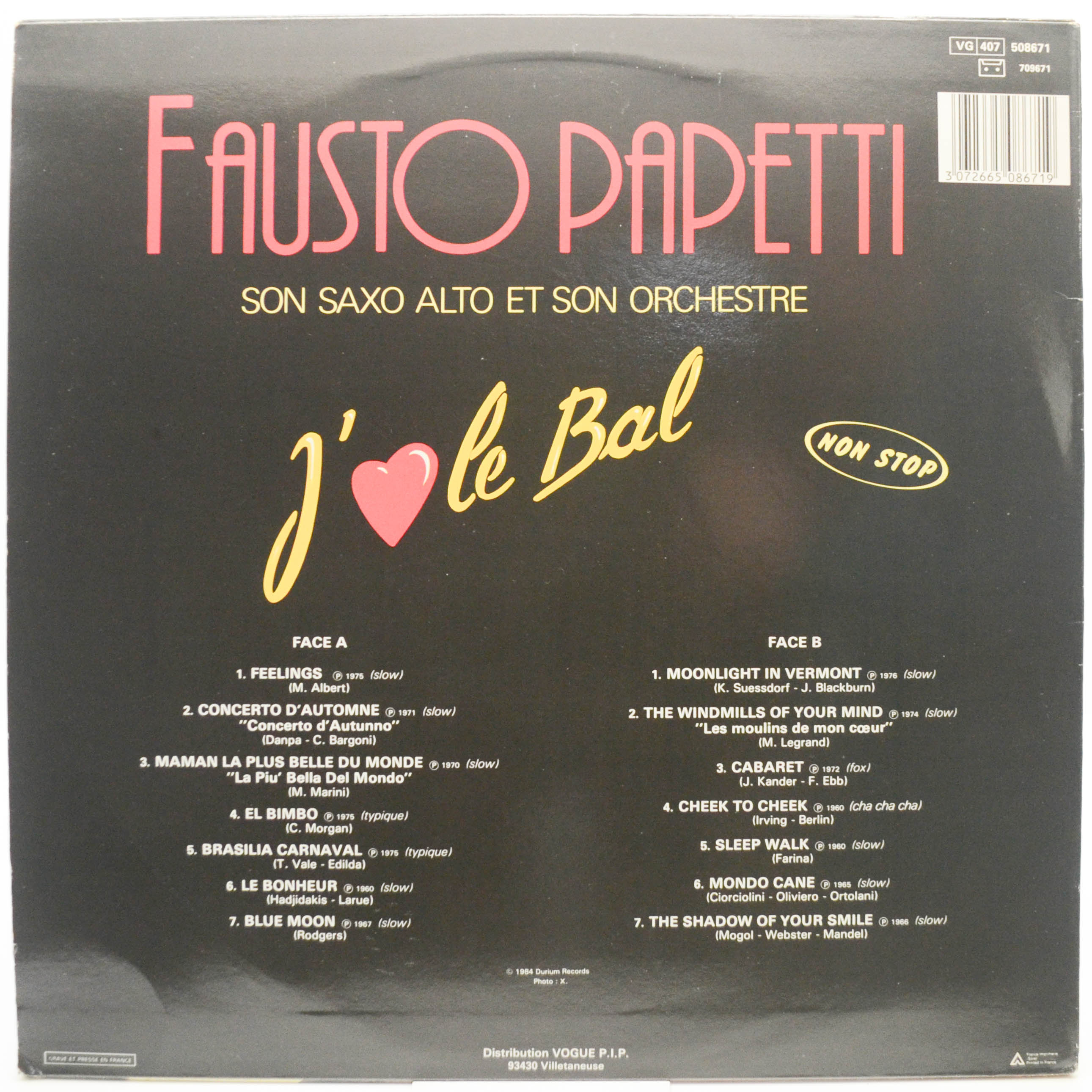 Fausto Papetti — J'❤ Le Bal (Non Stop), 1984