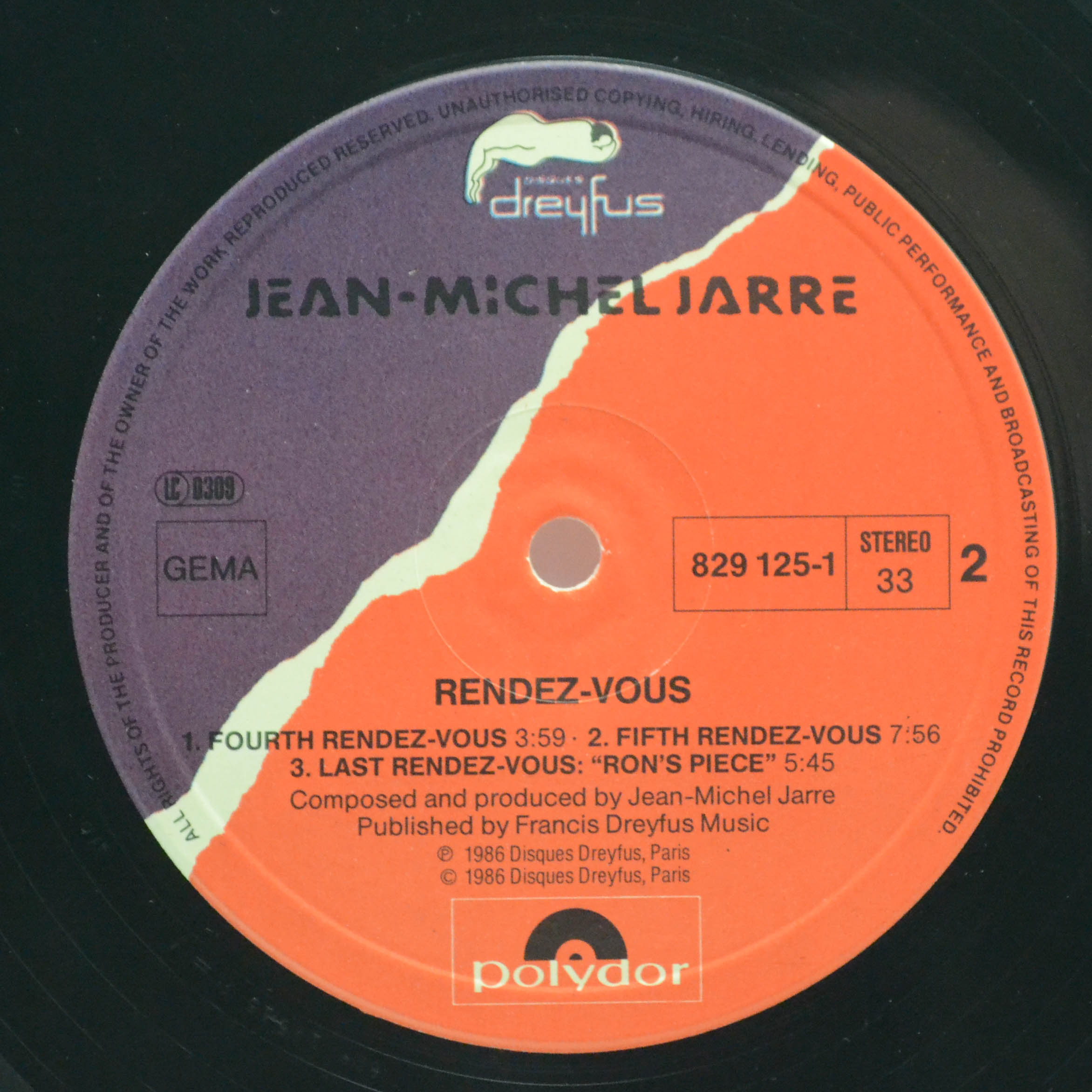 Виниловая пластинка Jean-Michel Jarre — Rendez-Vous, 1986