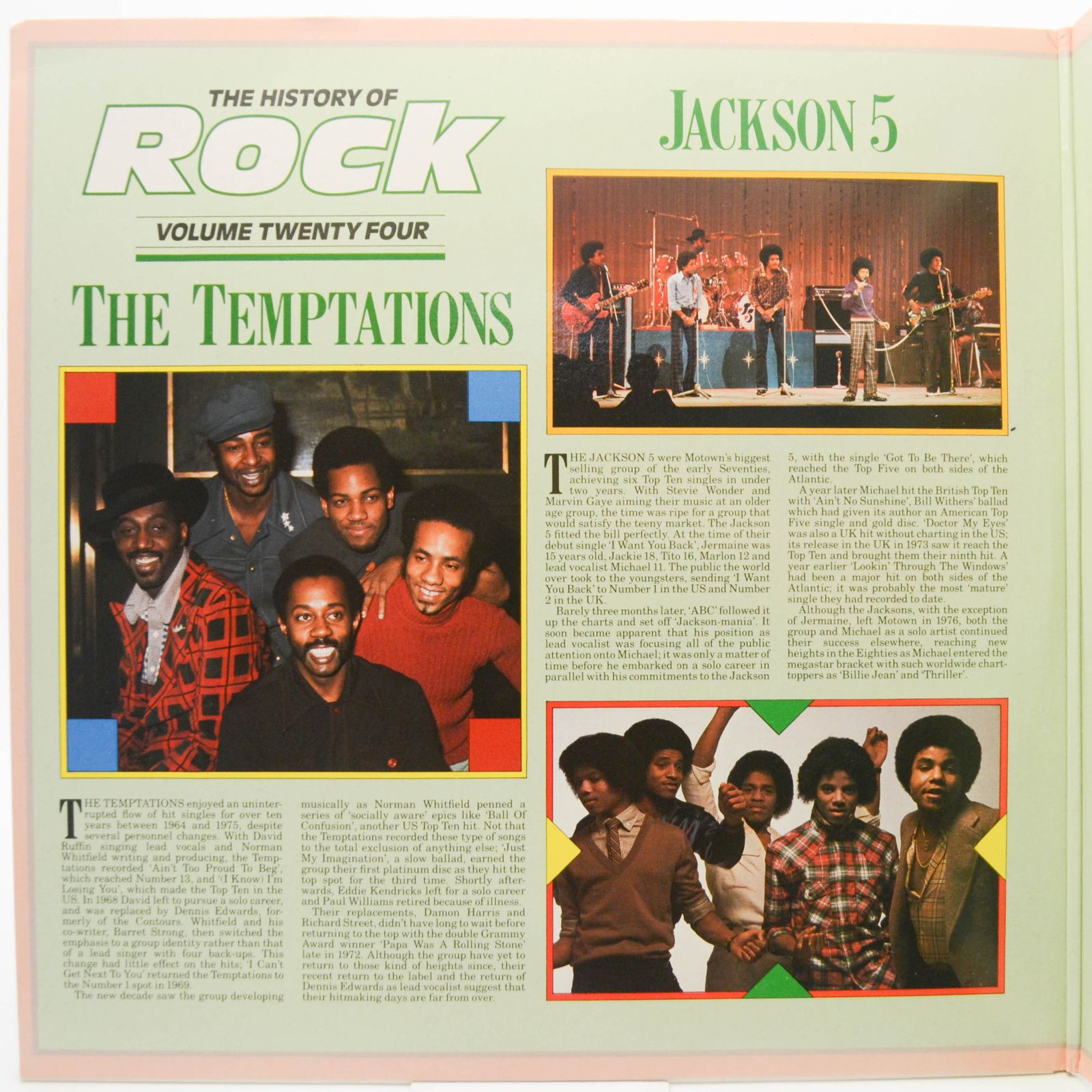 The Temptations / Jackson 5 / The Commodores / Marvin Gaye — The History Of Rock (Volume Twenty Four) (2LP, UK), 1984