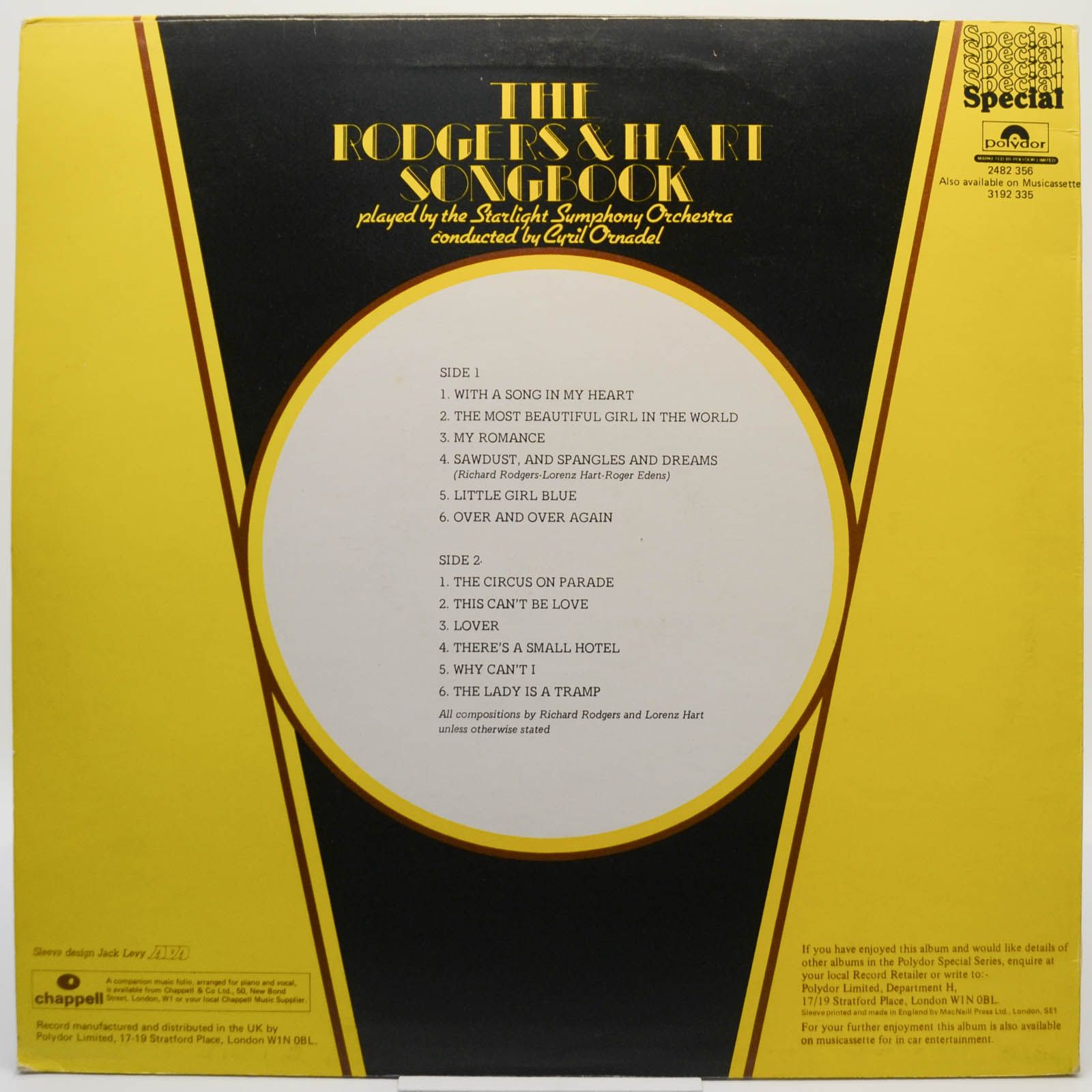 Starlight Symphony Orchestra ,Conducted By Cyril Ornadel — The Rodgers & Hart Songbook (UK), 1976
