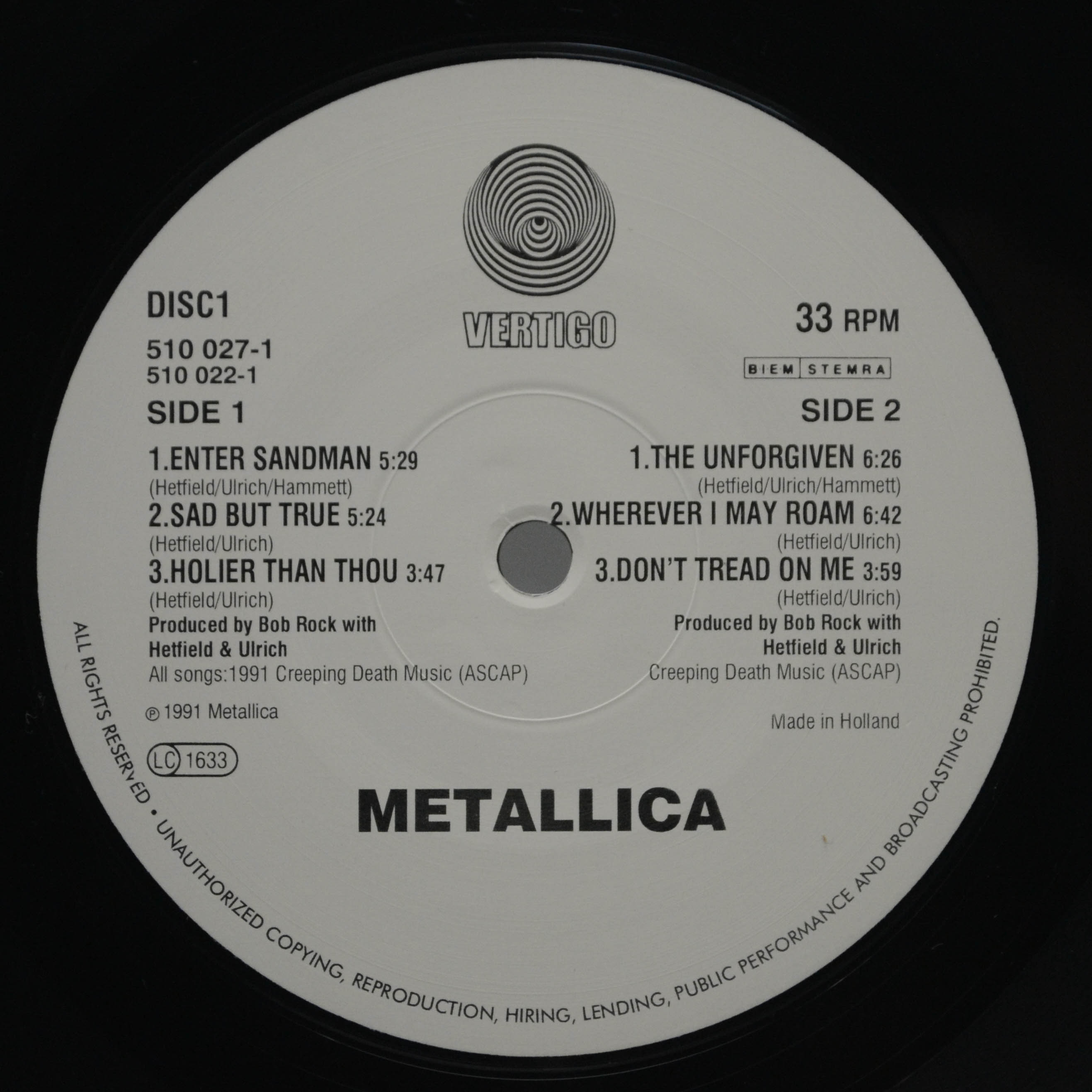 Metallica — Metallica (2LP), 1991