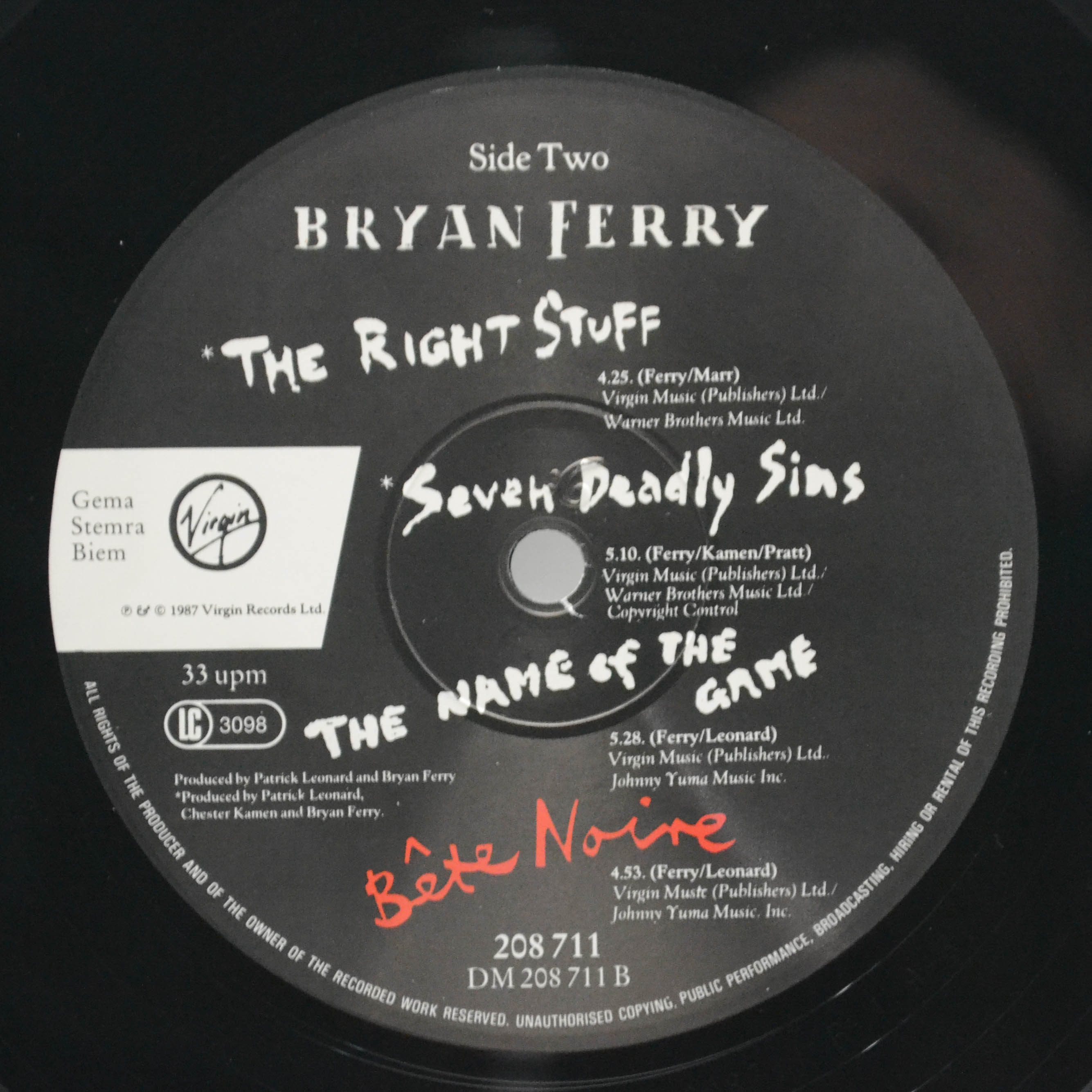 Bryan Ferry — Bête Noire, 1987