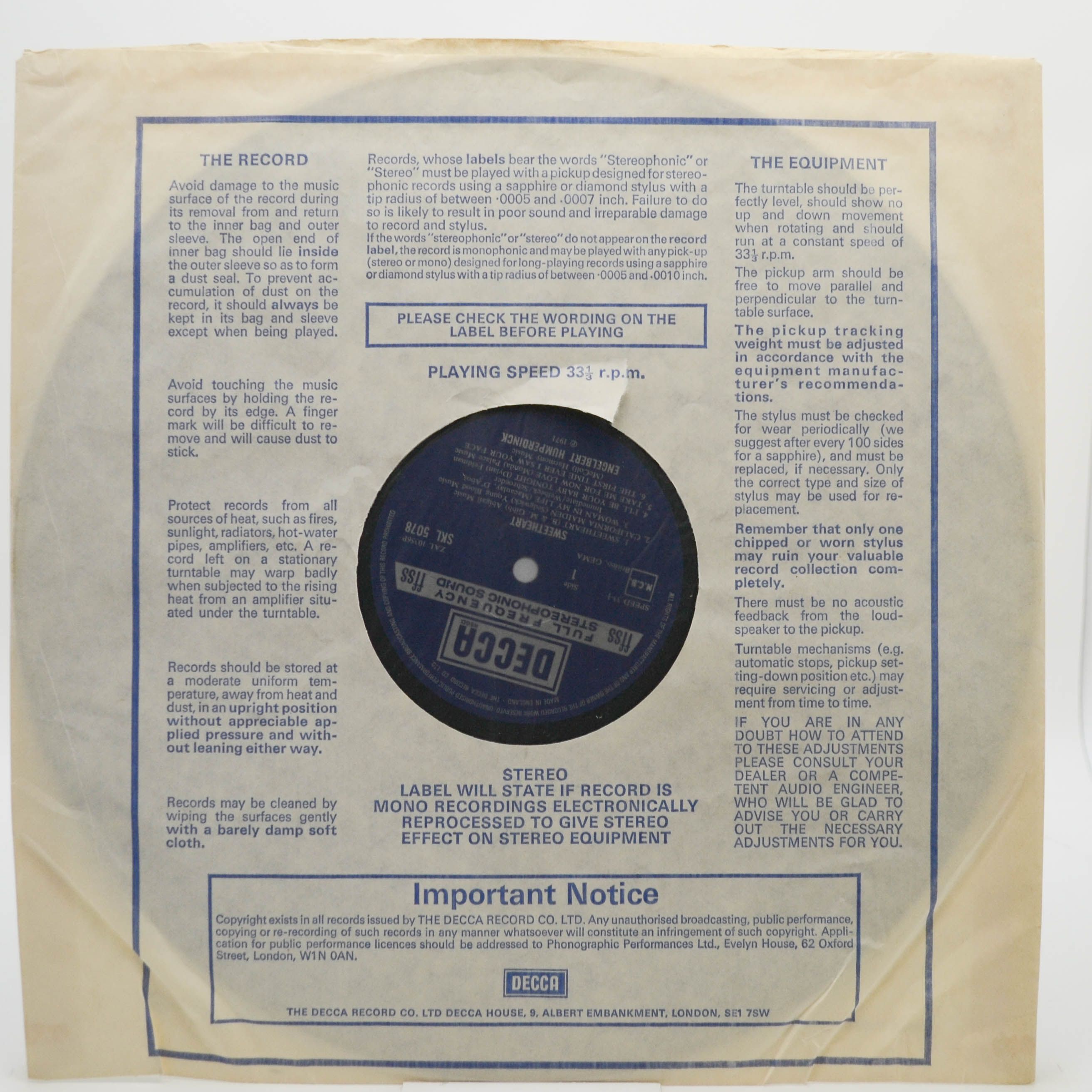 Engelbert Humperdinck — Sweetheart (UK), 1971