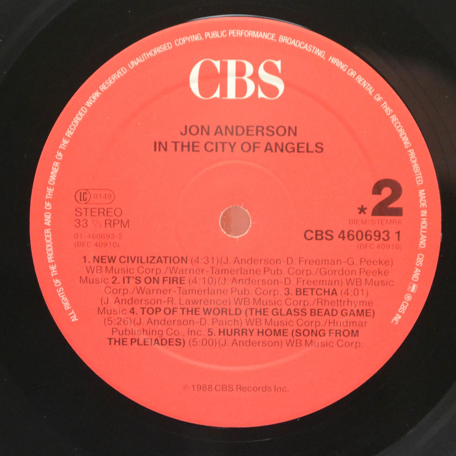 Jon Anderson — In The City Of Angels, 1988