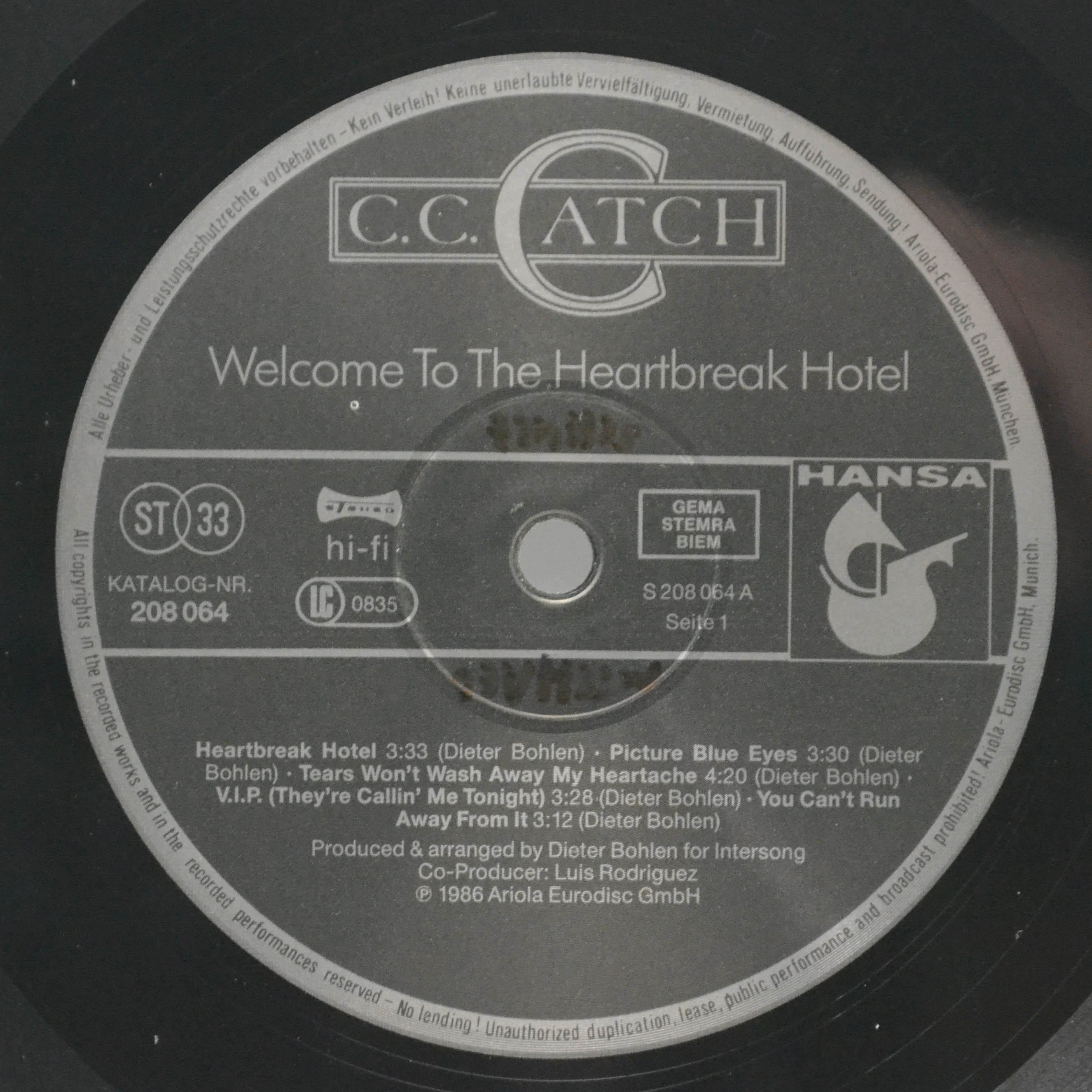 C.C. Catch — Welcome To The Heartbreak Hotel, 1986