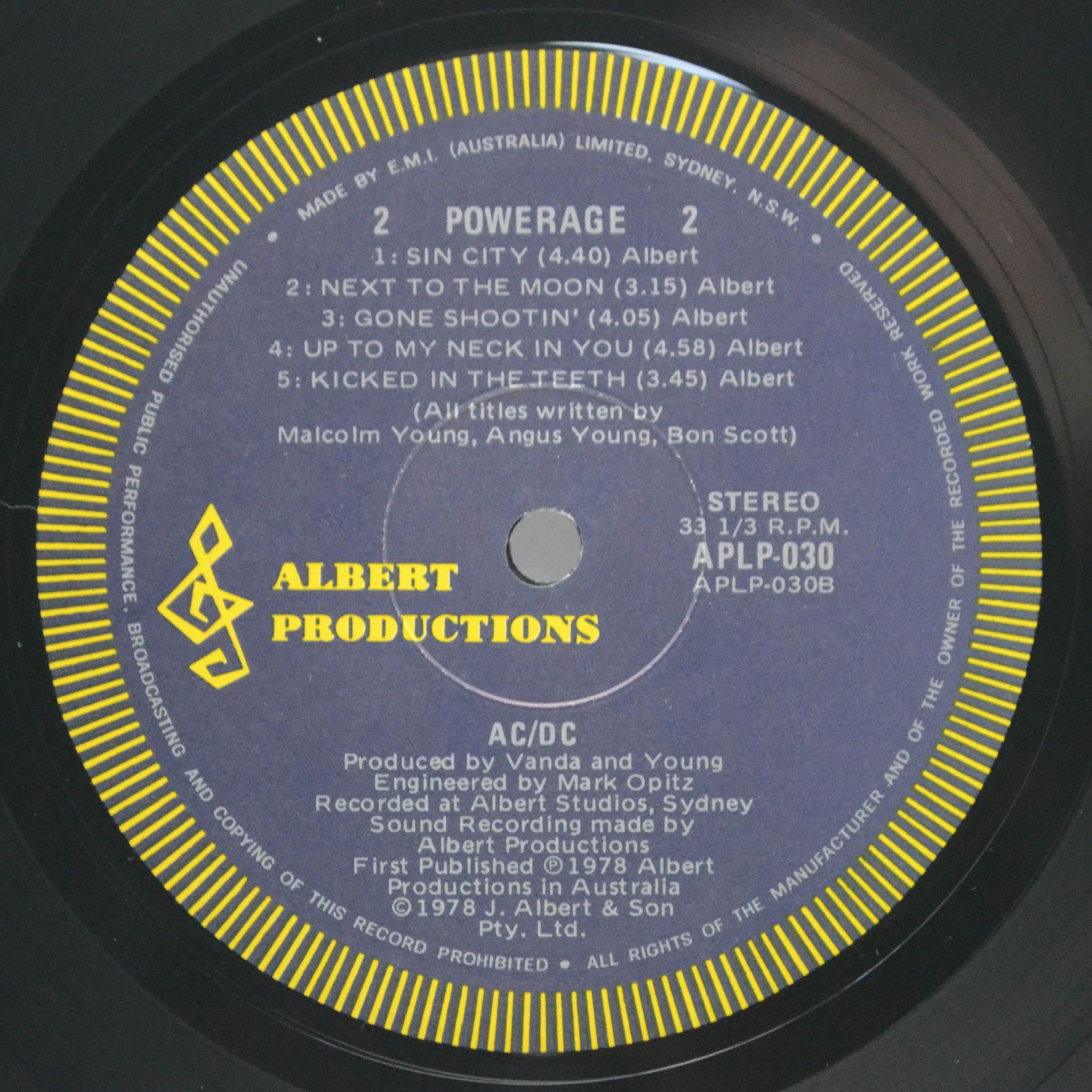 AC/DC — Powerage (1-st, Australia), 1978