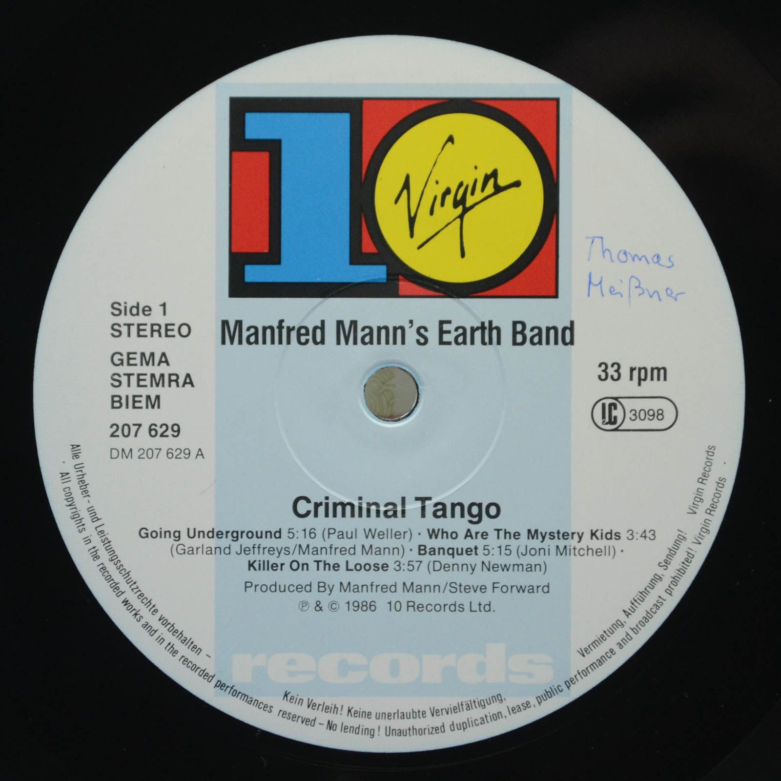 Manfred Mann's Earth Band With Chris Thompson — Criminal Tango, 1986
