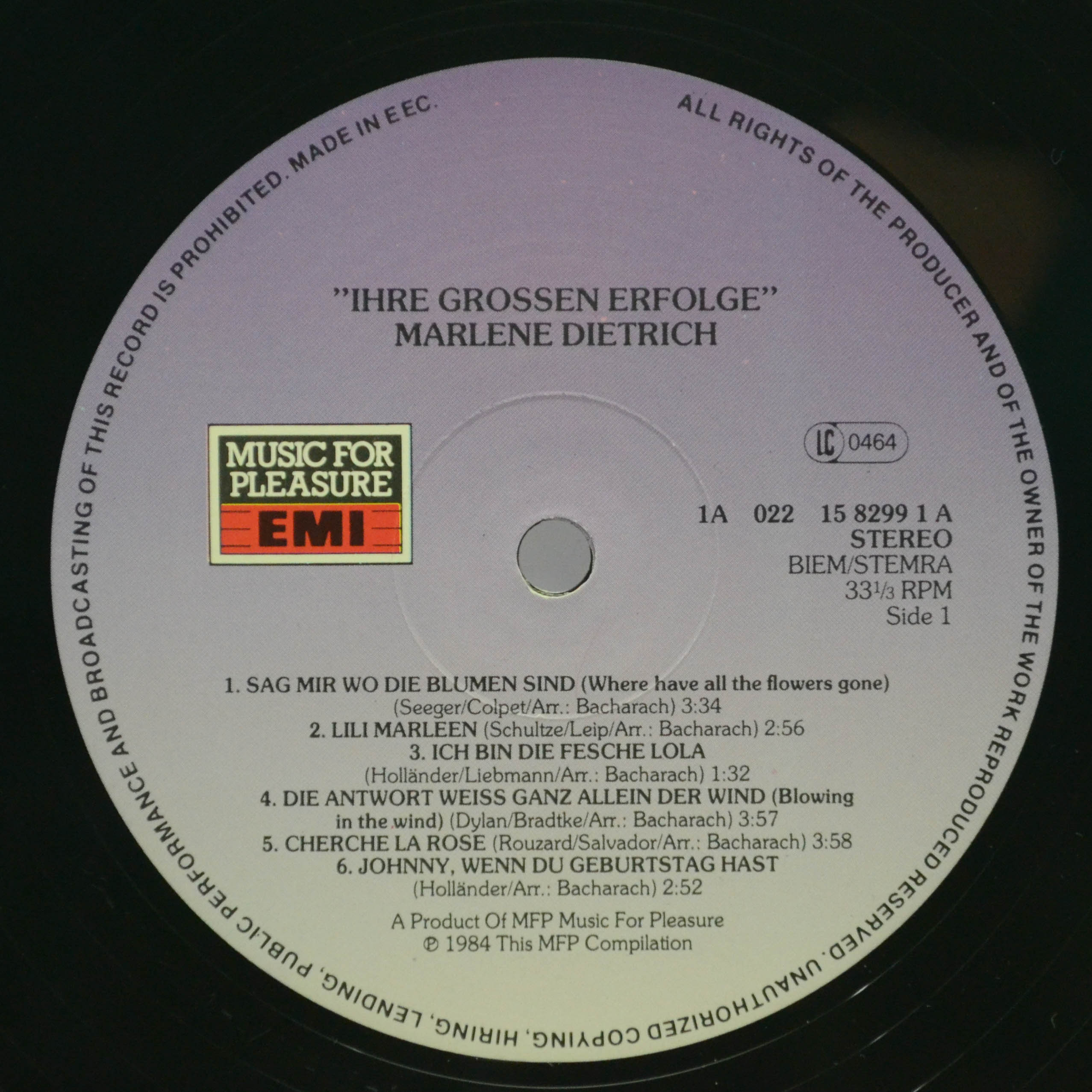 Marlene Dietrich — Ihre Grossen Erfolge, 1984