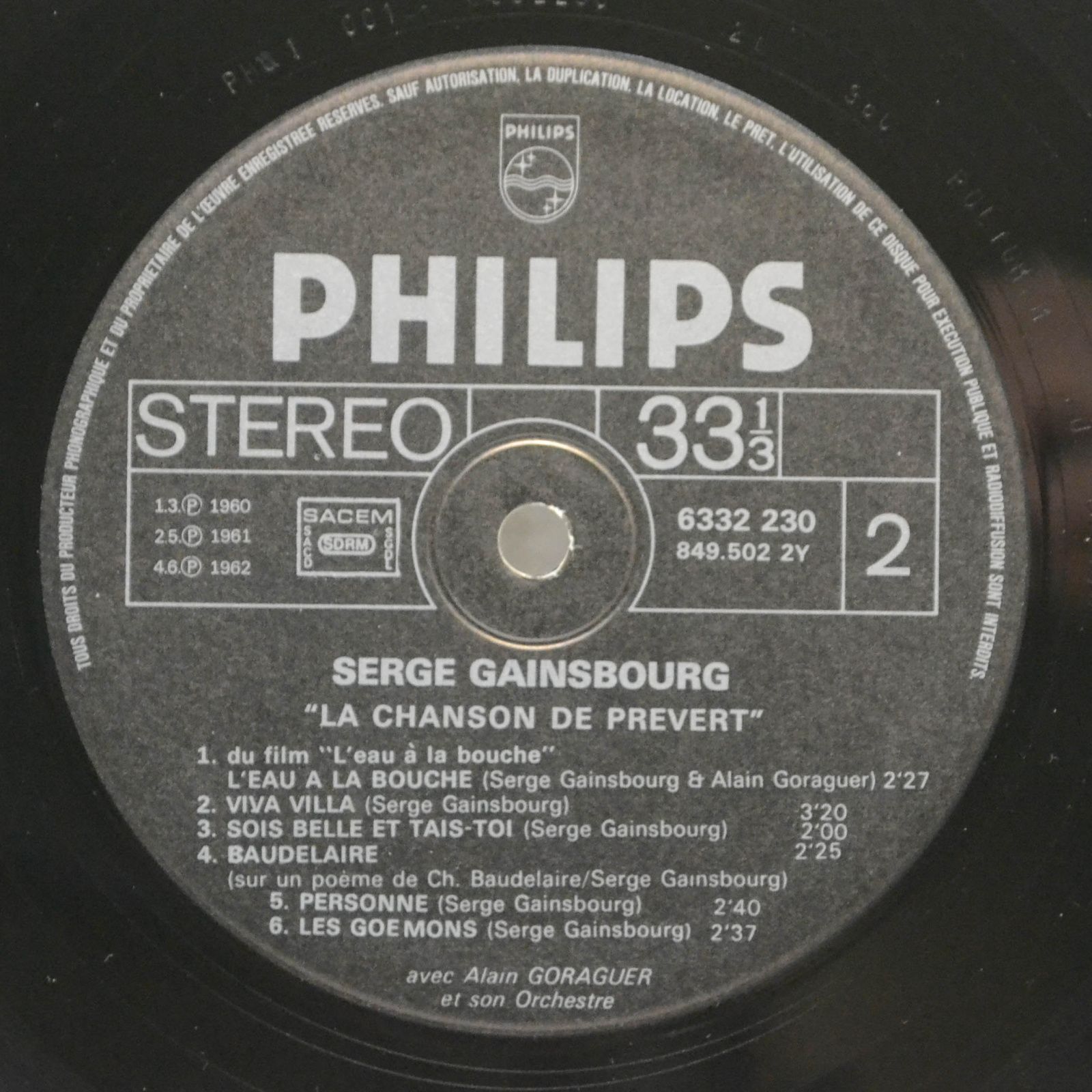 Serge Gainsbourg — La Chanson De Prévert, 1969