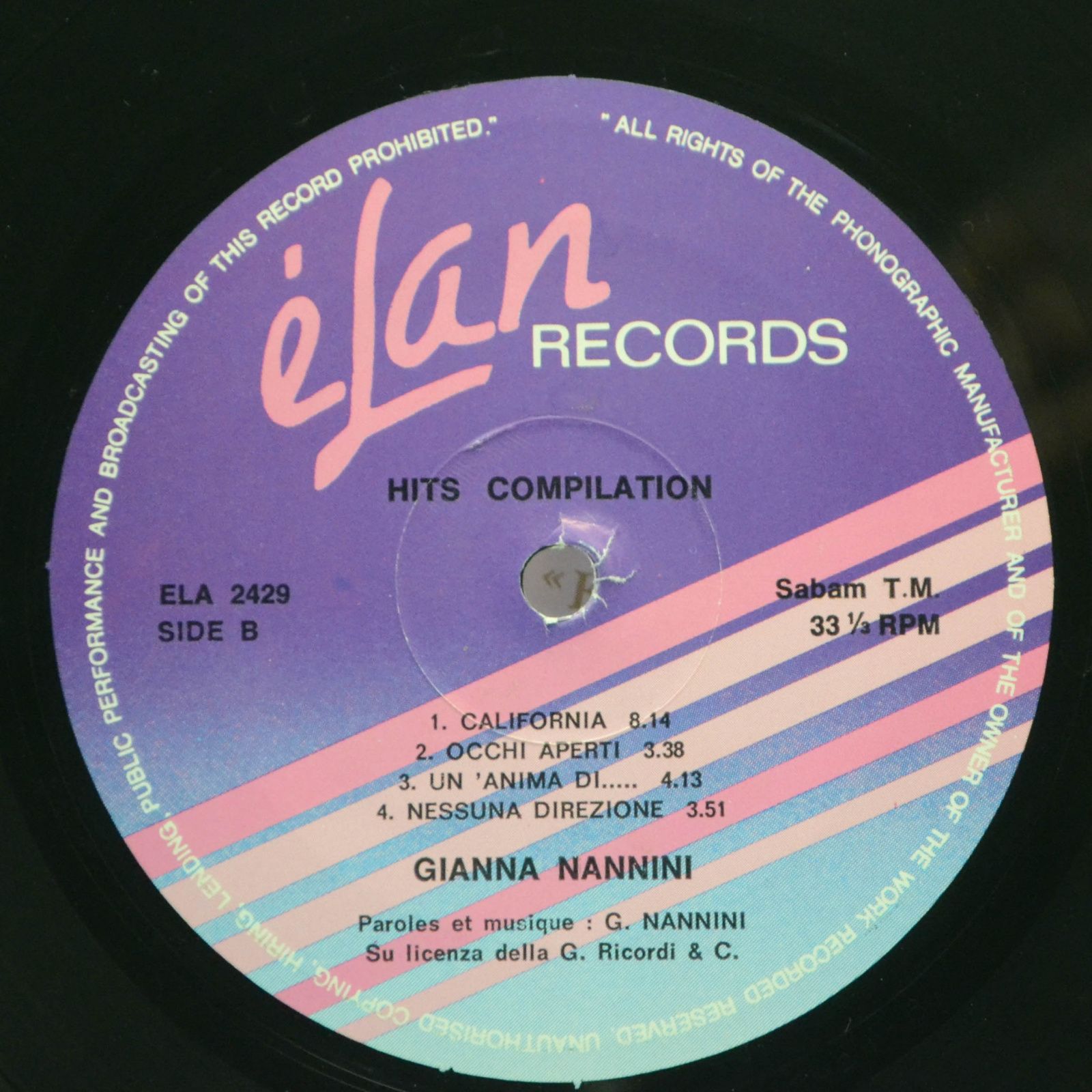 Gianna Nannini — Bella Bellissima - Hits Compilation, 1986