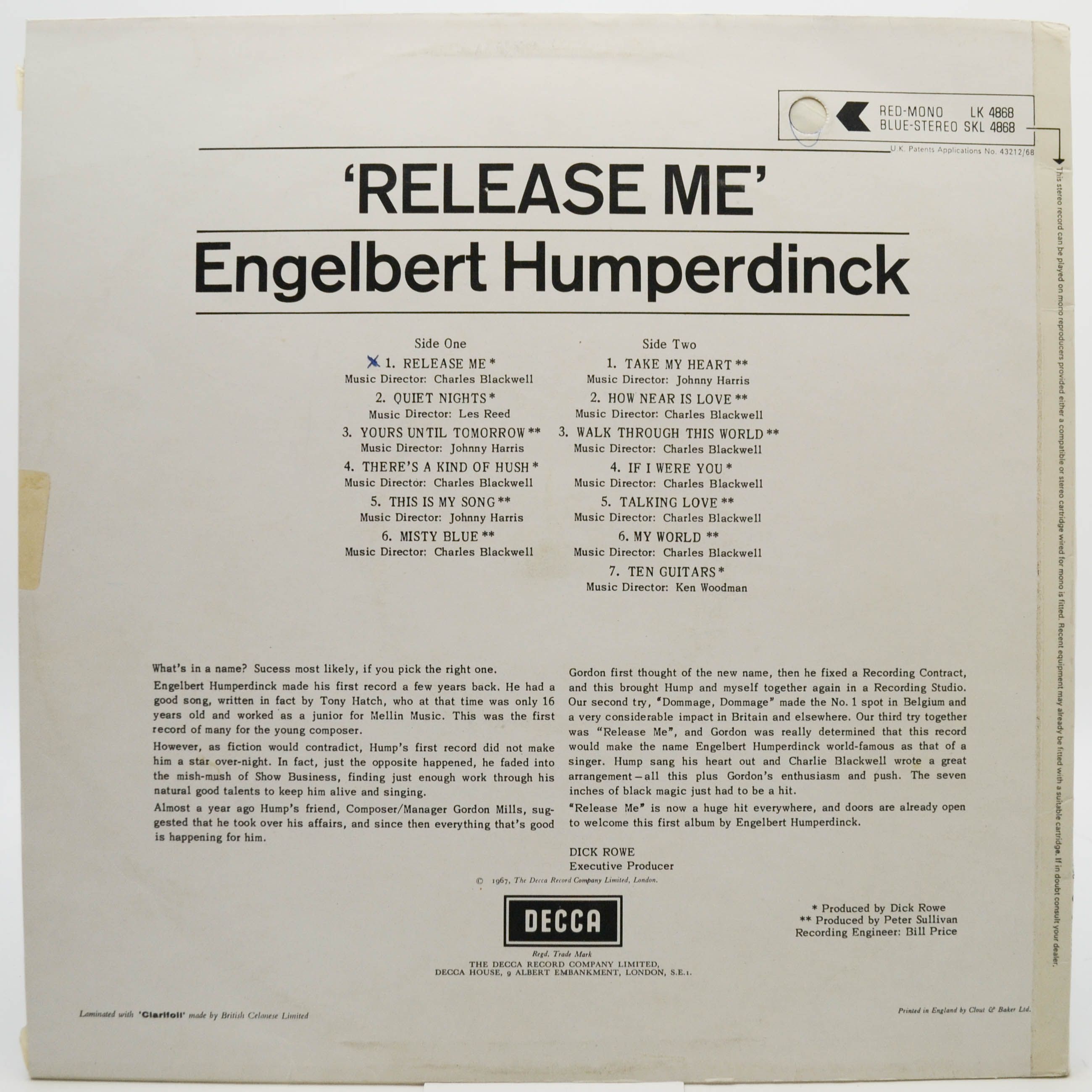 Engelbert Humperdinck — Release Me (UK), 1967