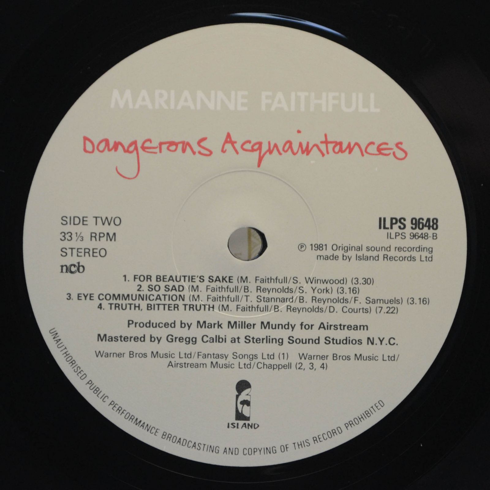 Marianne Faithfull — Dangerous Acquaintances, 1981