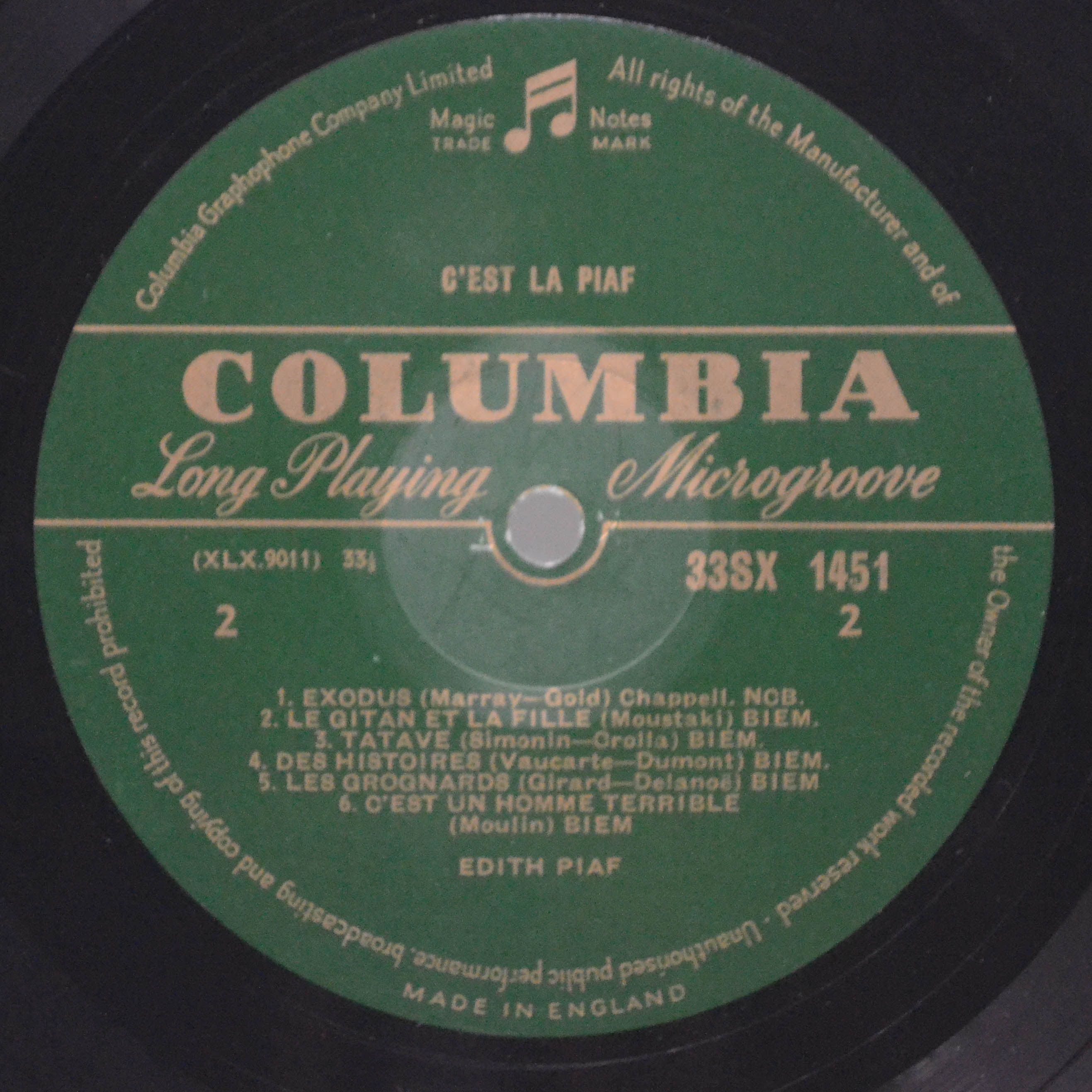 Edith Piaf — C'est la Piaf! Twelve Electrifying Performances. (UK), 1964