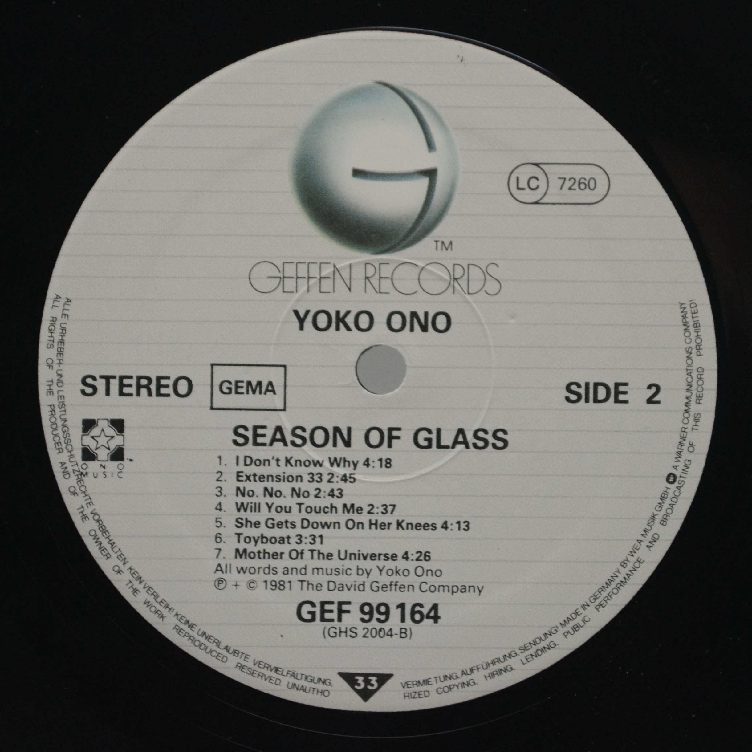 Yoko Ono - Season Of Glass, 3779 ₽ Германия, Geffen, купить