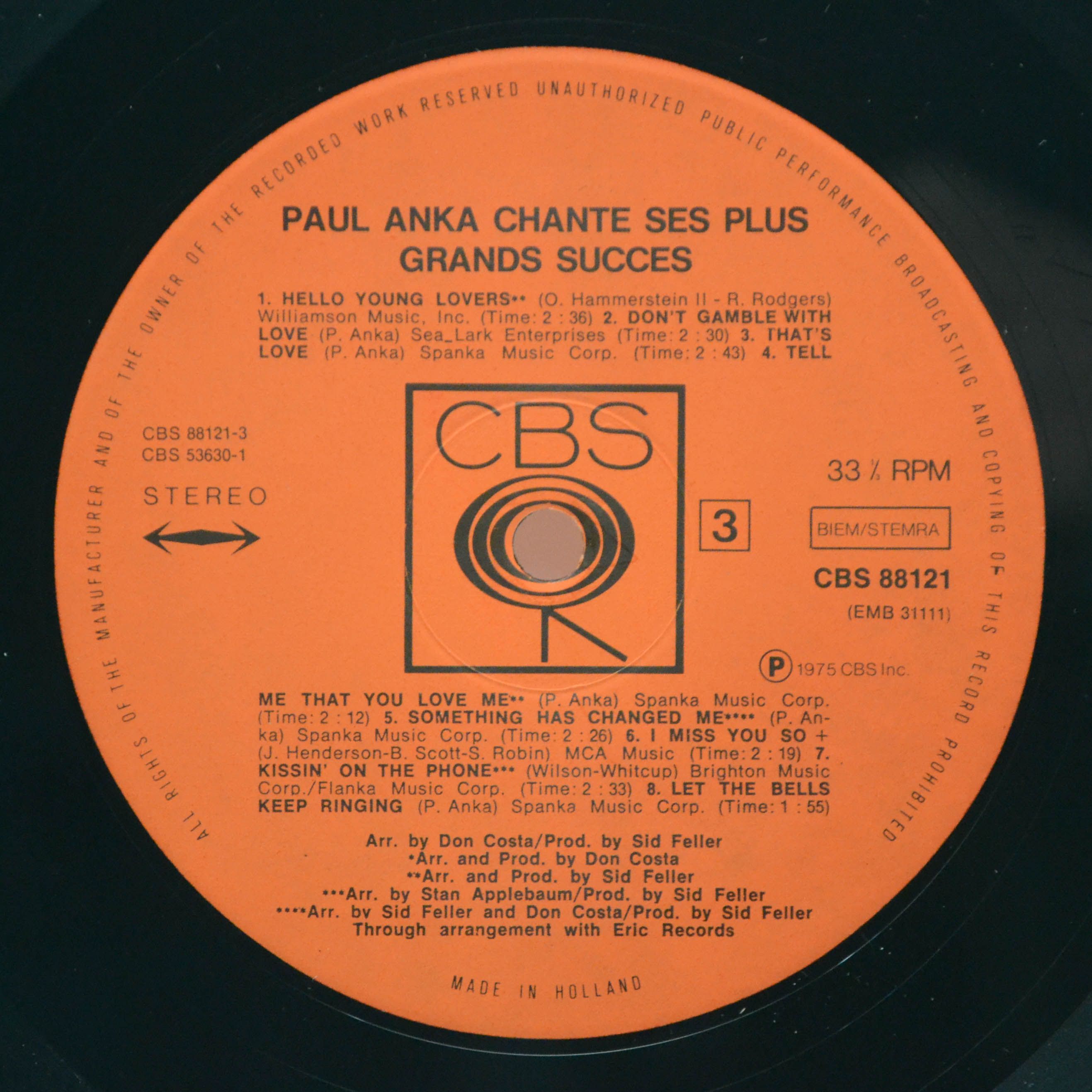 Paul Anka — Chante Ses Plus Grands Succès (2LP), 1975